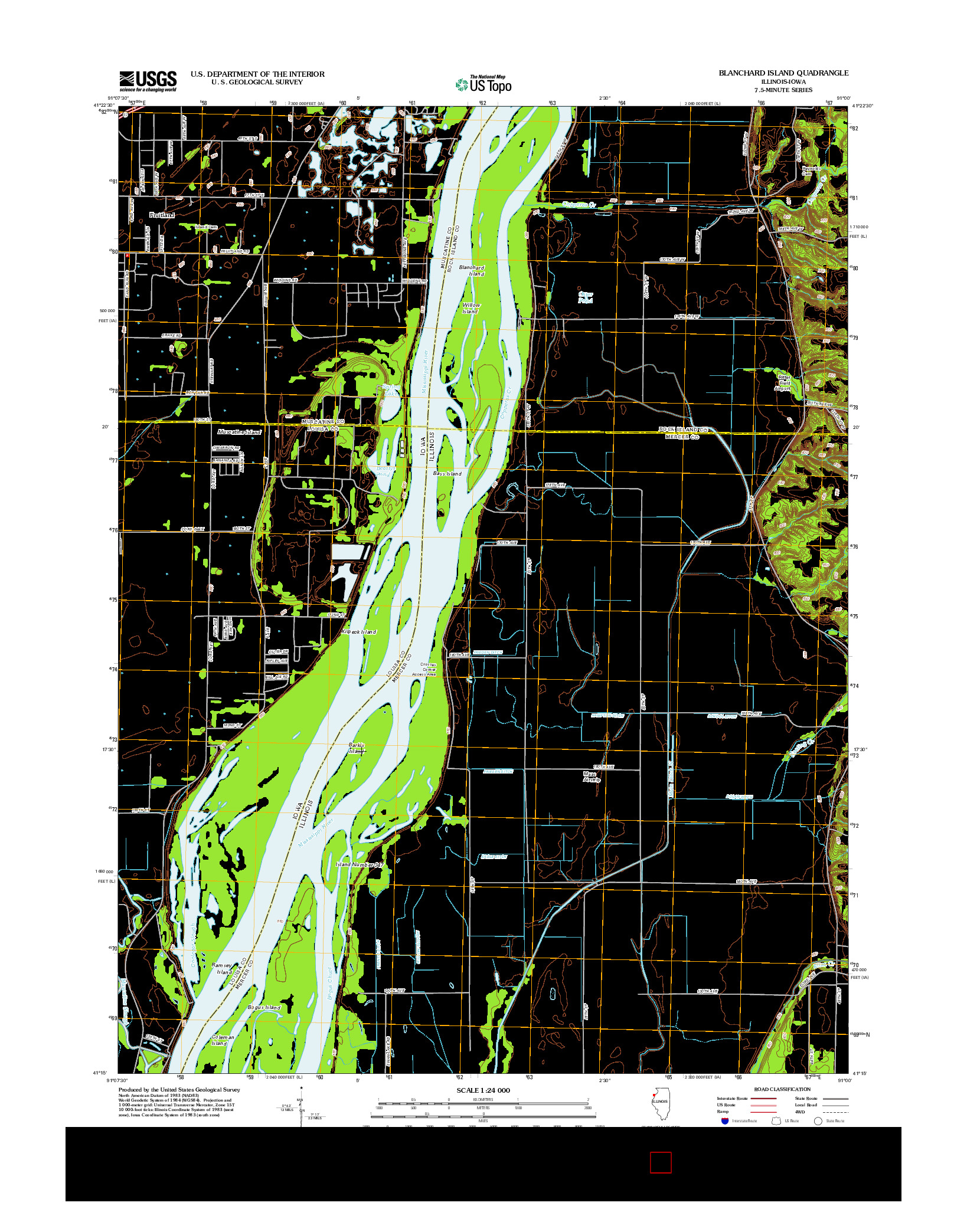 USGS US TOPO 7.5-MINUTE MAP FOR BLANCHARD ISLAND, IL-IA 2012