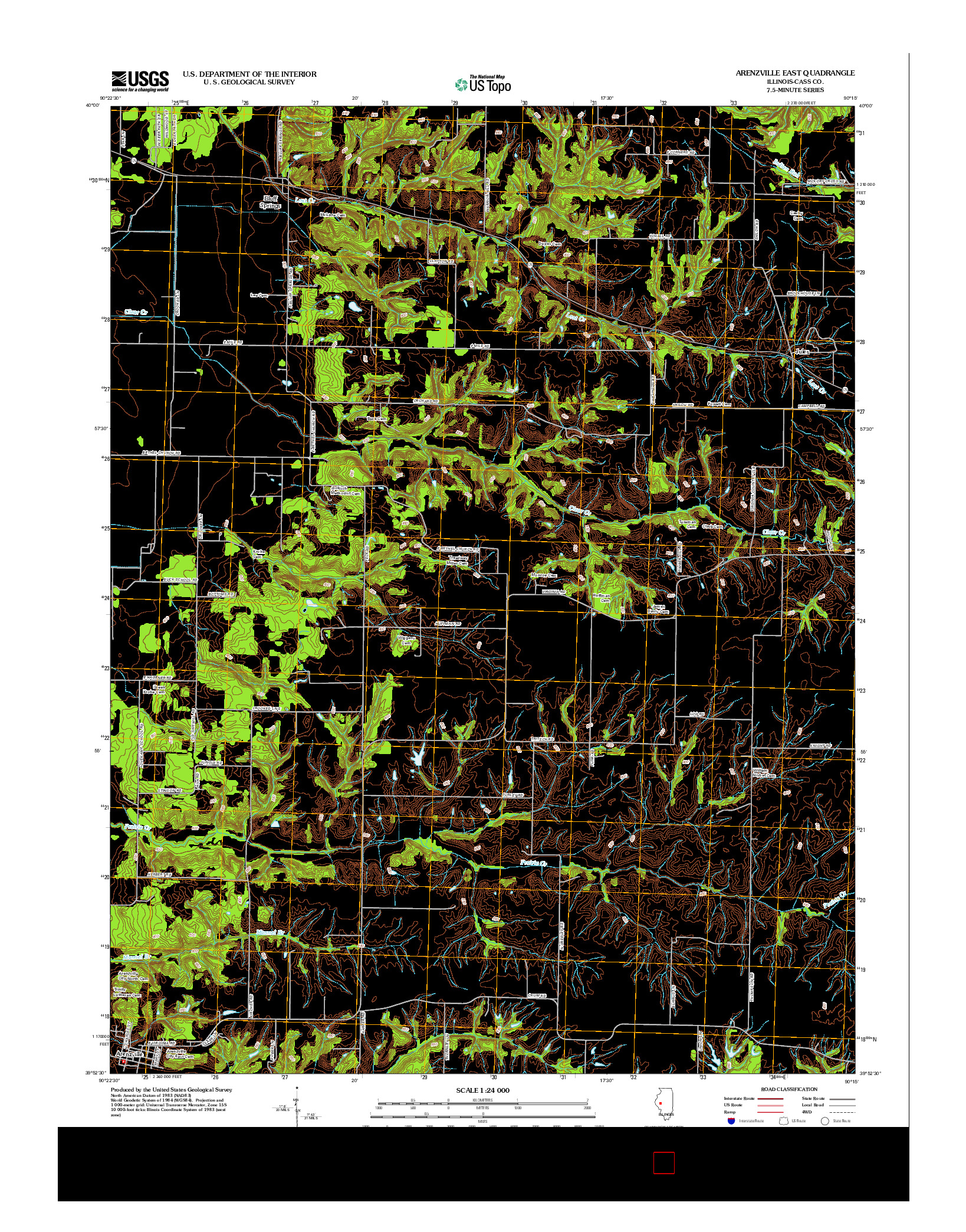 USGS US TOPO 7.5-MINUTE MAP FOR ARENZVILLE EAST, IL 2012