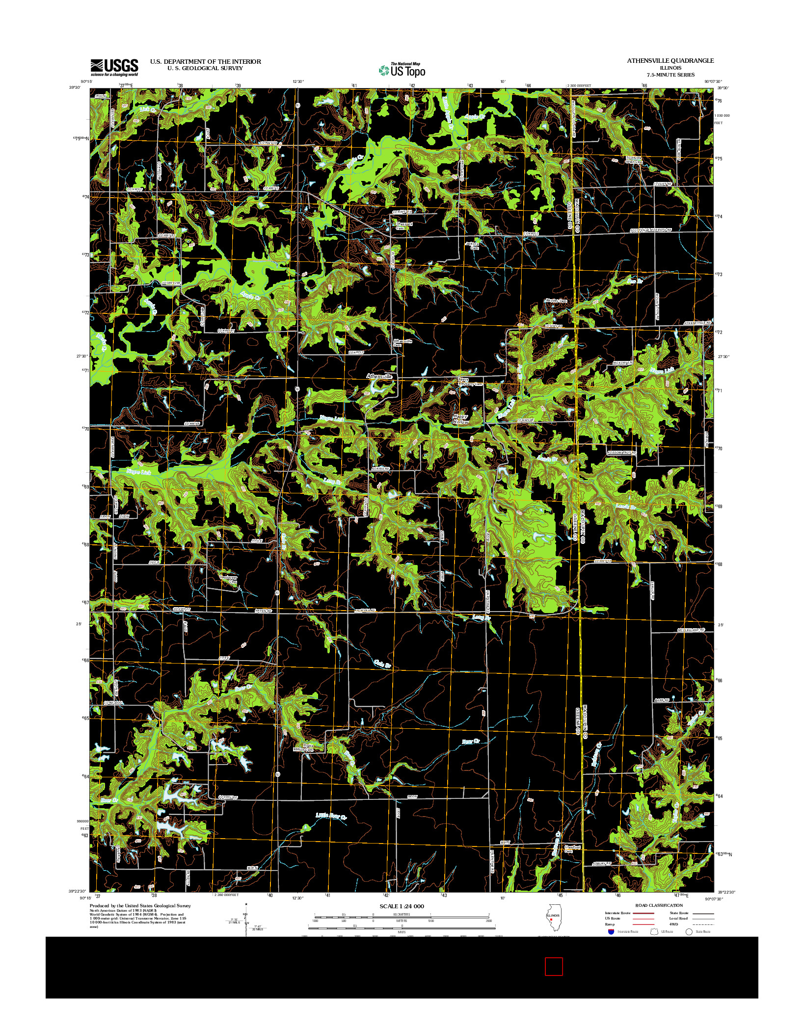 USGS US TOPO 7.5-MINUTE MAP FOR ATHENSVILLE, IL 2012