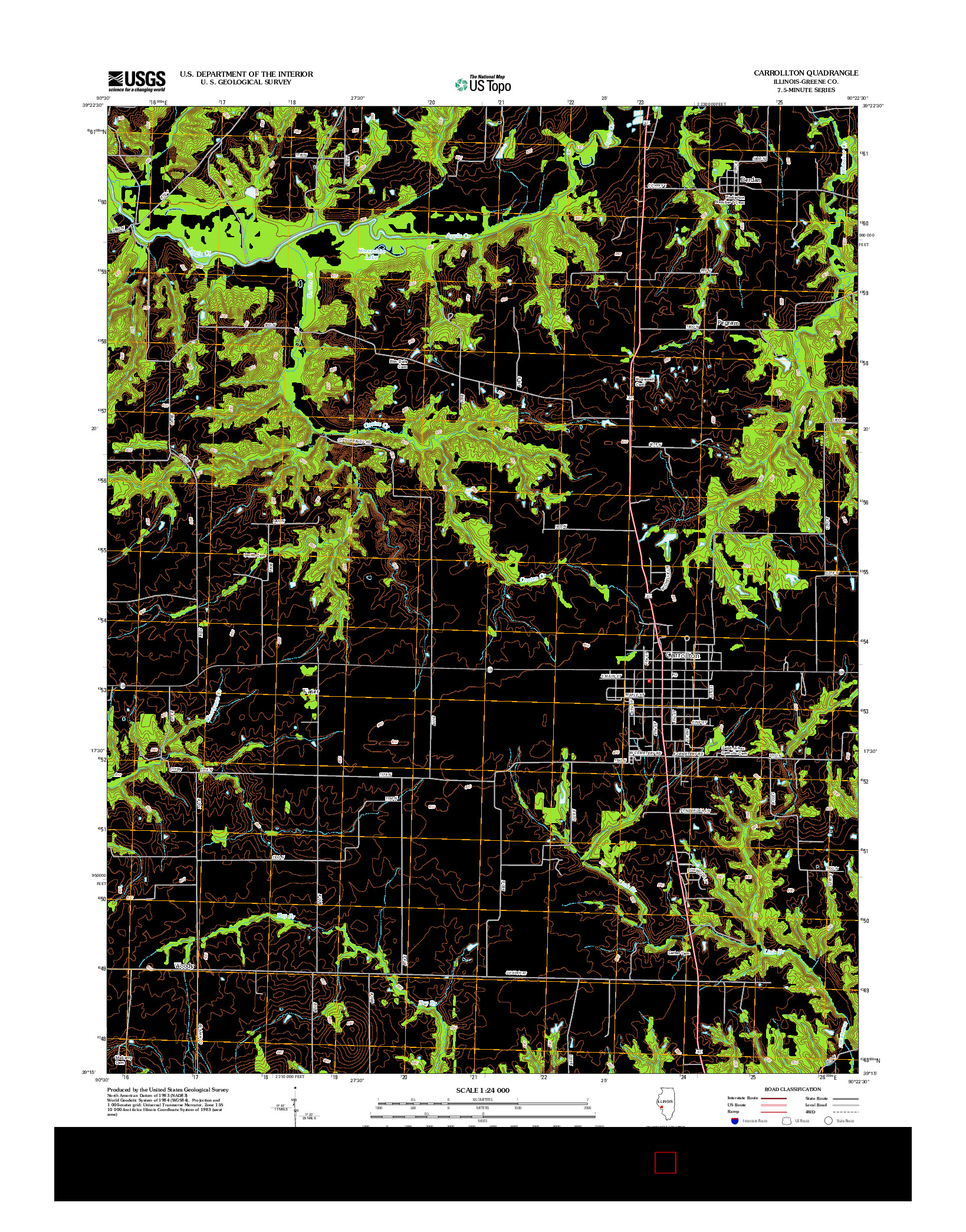 USGS US TOPO 7.5-MINUTE MAP FOR CARROLLTON, IL 2012