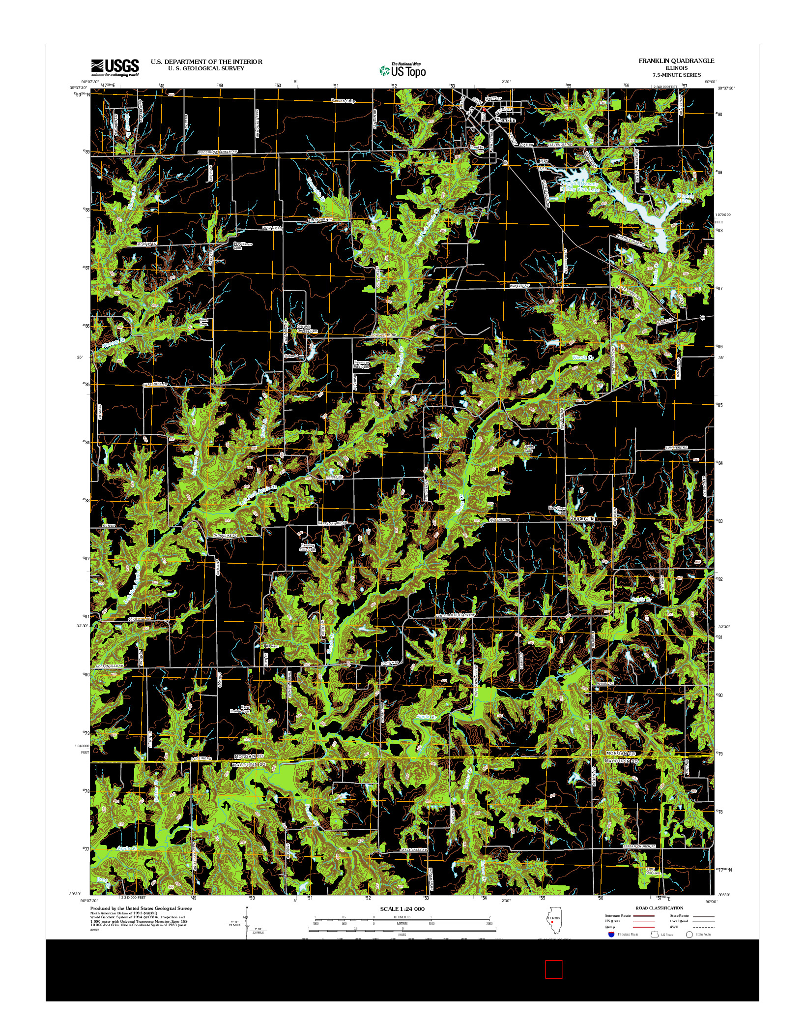 USGS US TOPO 7.5-MINUTE MAP FOR FRANKLIN, IL 2012