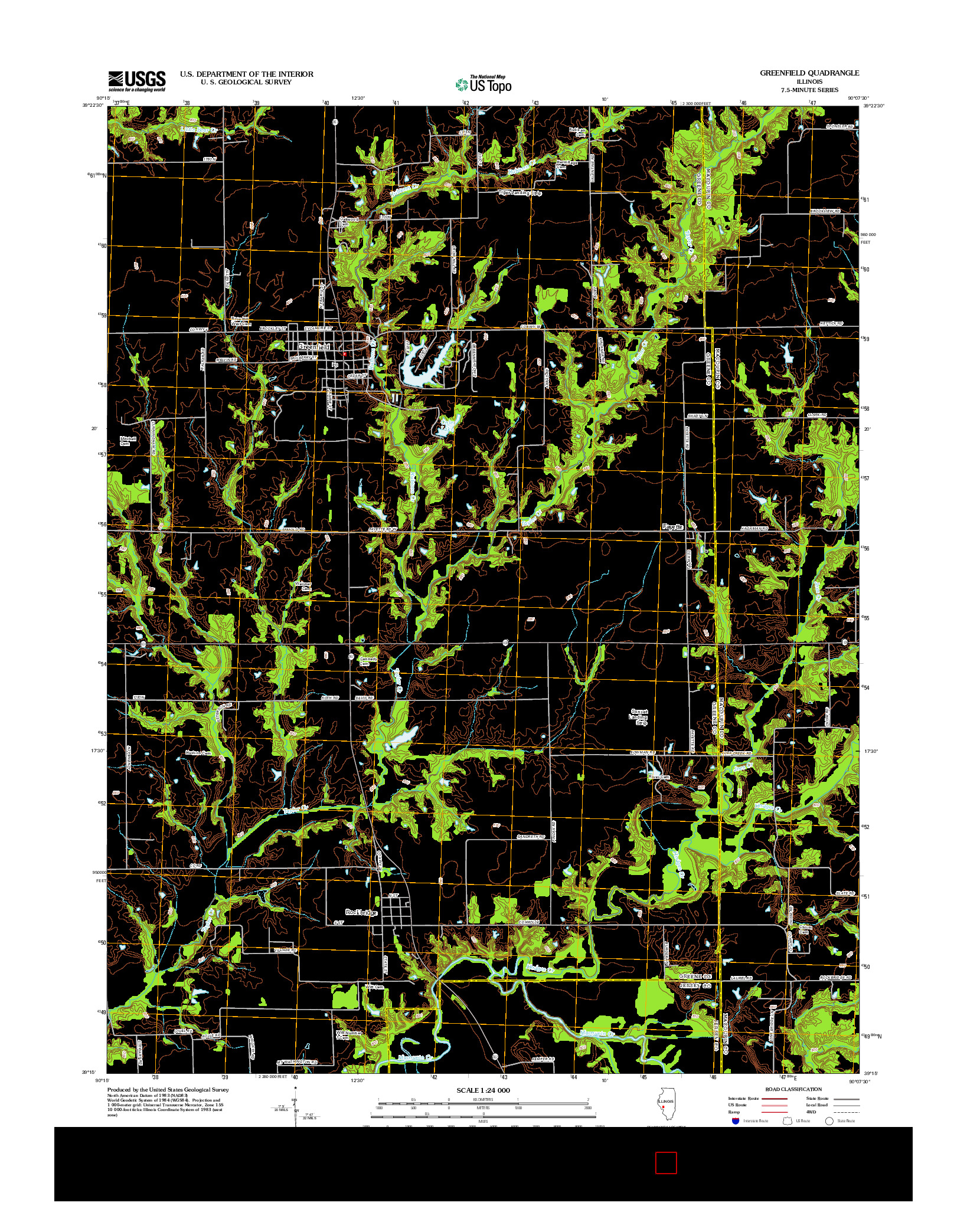 USGS US TOPO 7.5-MINUTE MAP FOR GREENFIELD, IL 2012