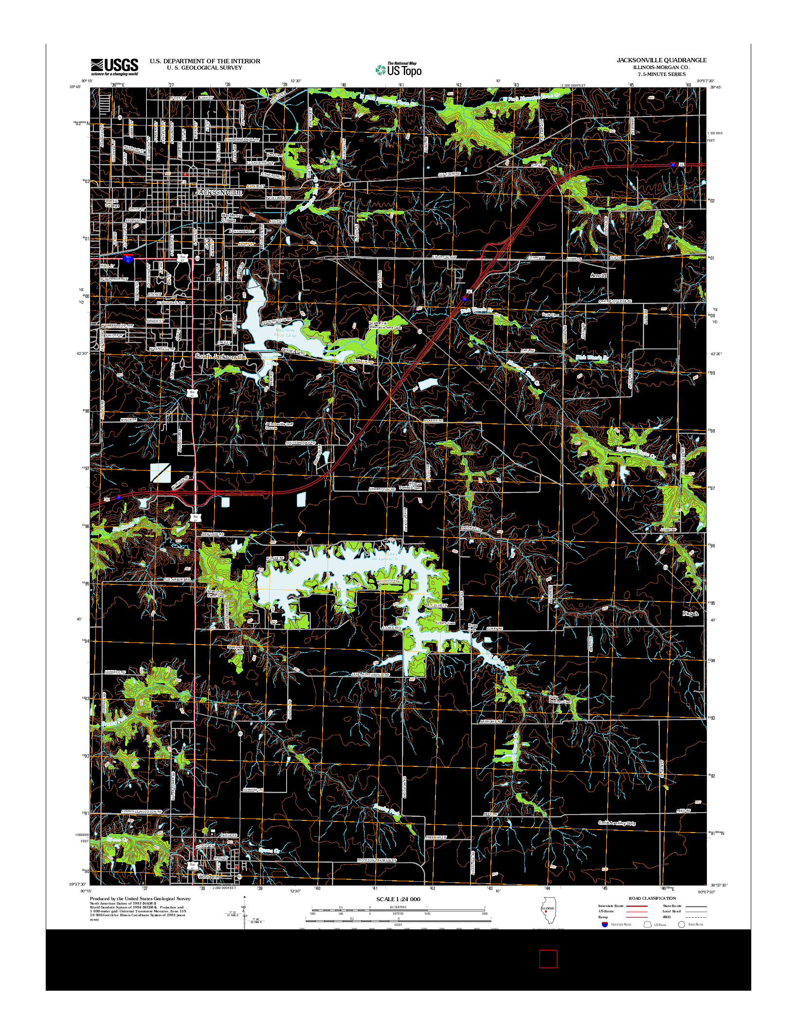 USGS US TOPO 7.5-MINUTE MAP FOR JACKSONVILLE, IL 2012