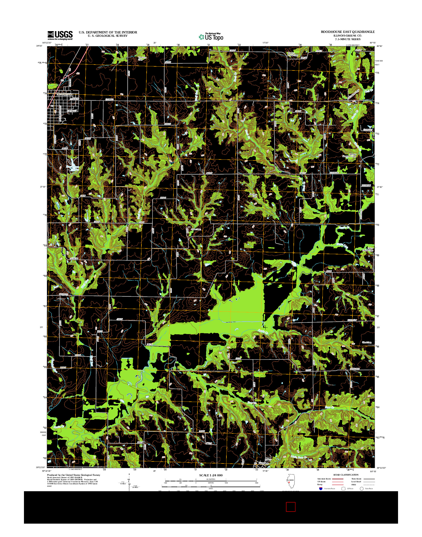 USGS US TOPO 7.5-MINUTE MAP FOR ROODHOUSE EAST, IL 2012
