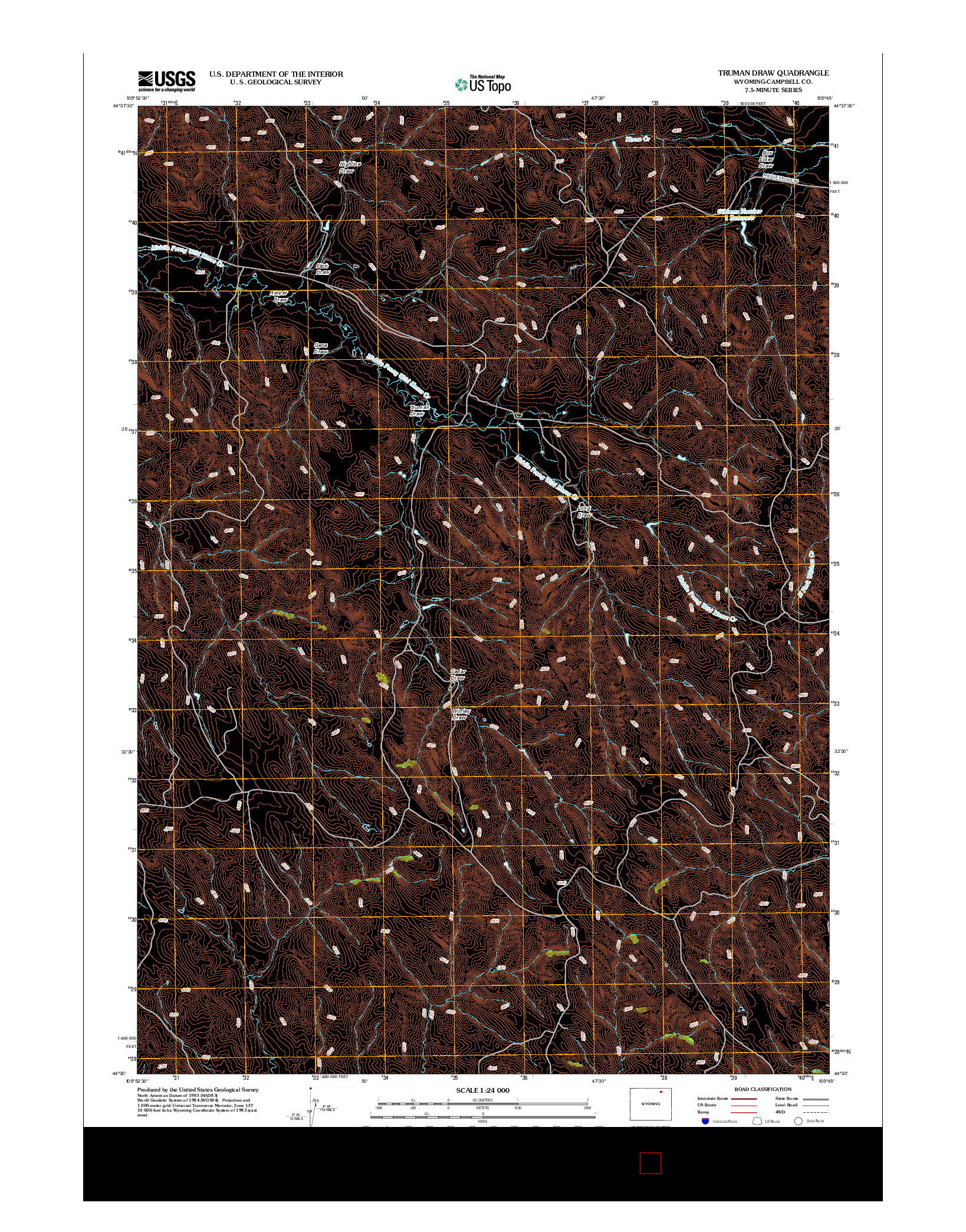 USGS US TOPO 7.5-MINUTE MAP FOR TRUMAN DRAW, WY 2012