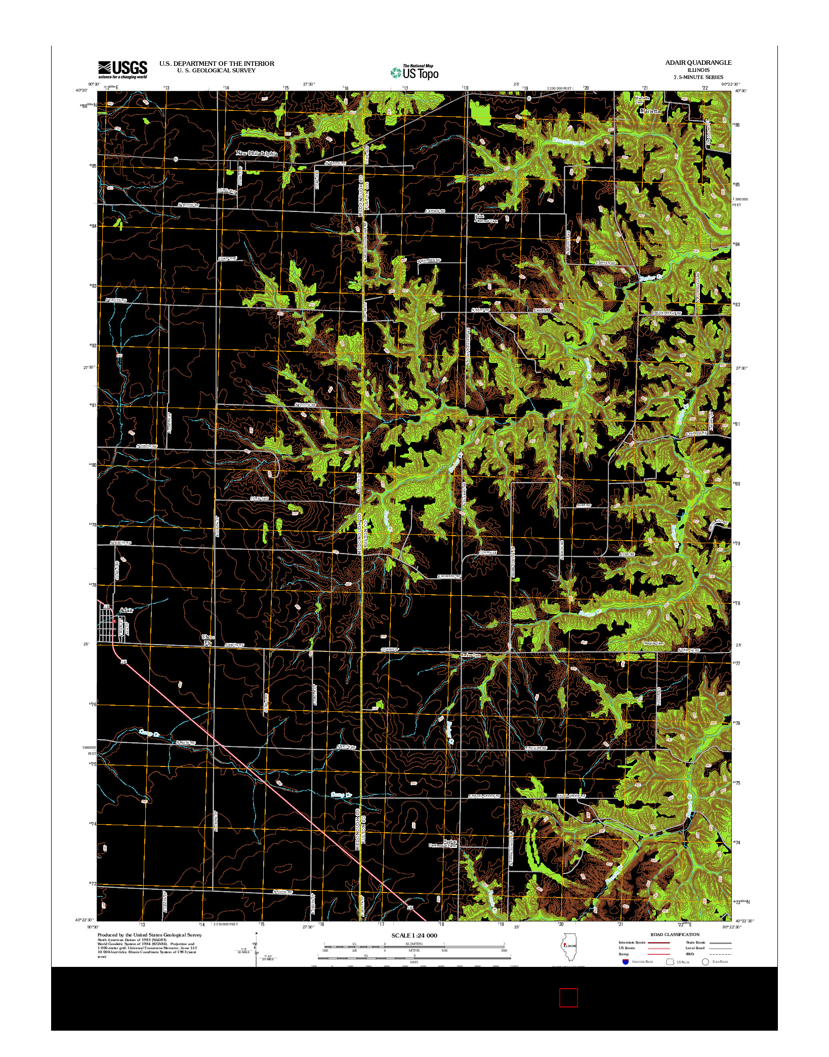 USGS US TOPO 7.5-MINUTE MAP FOR ADAIR, IL 2012