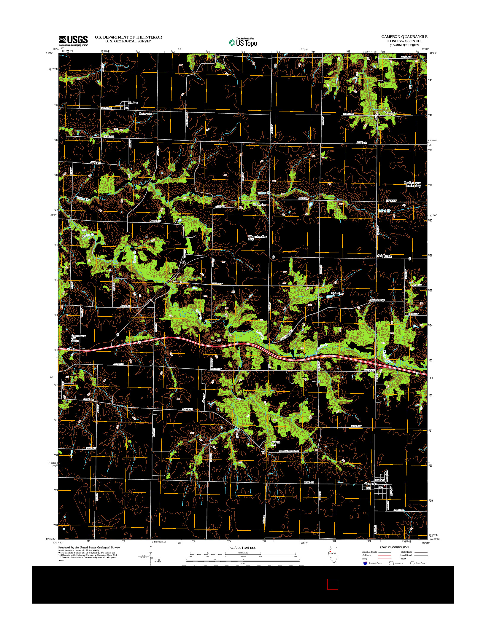 USGS US TOPO 7.5-MINUTE MAP FOR CAMERON, IL 2012