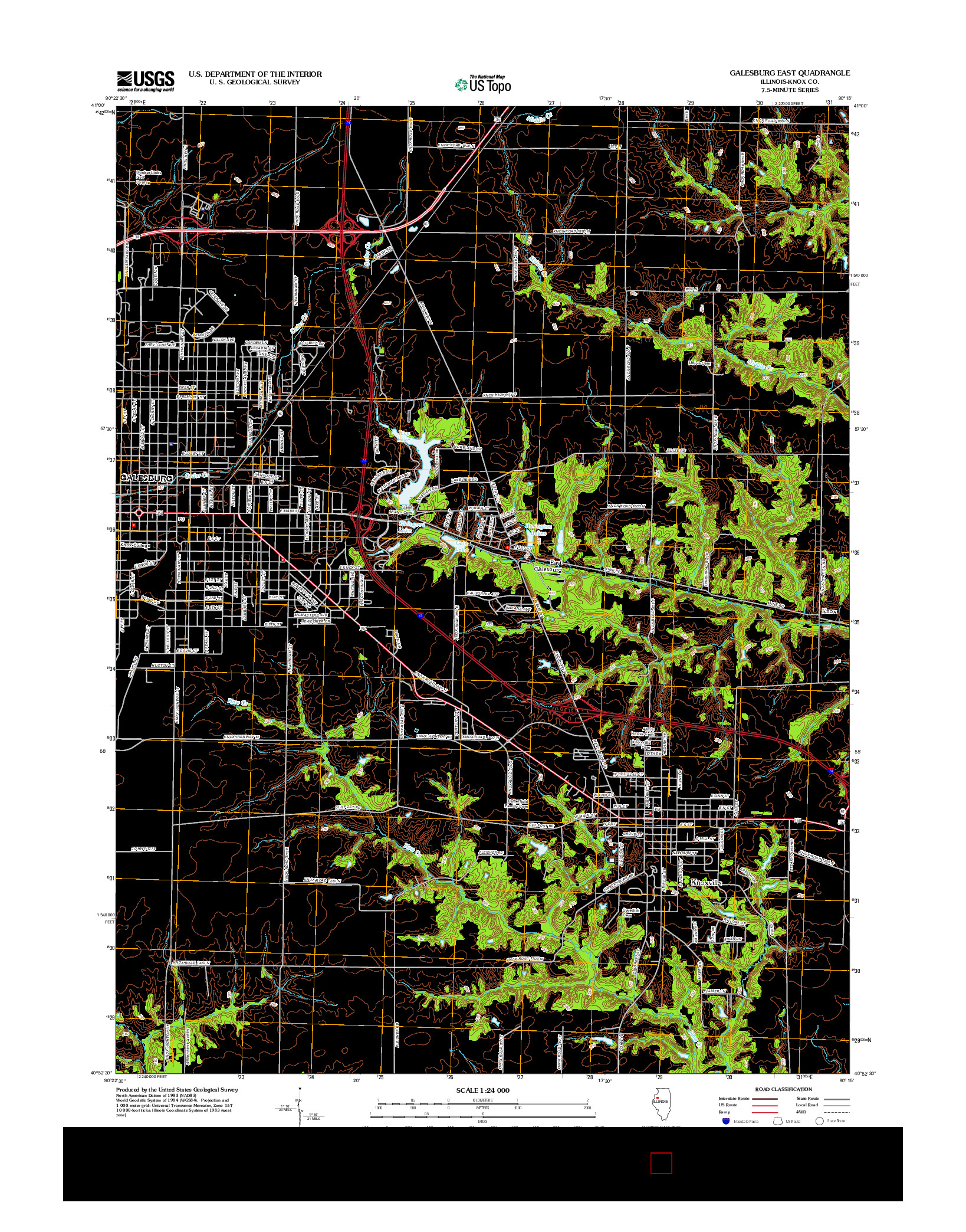 USGS US TOPO 7.5-MINUTE MAP FOR GALESBURG EAST, IL 2012