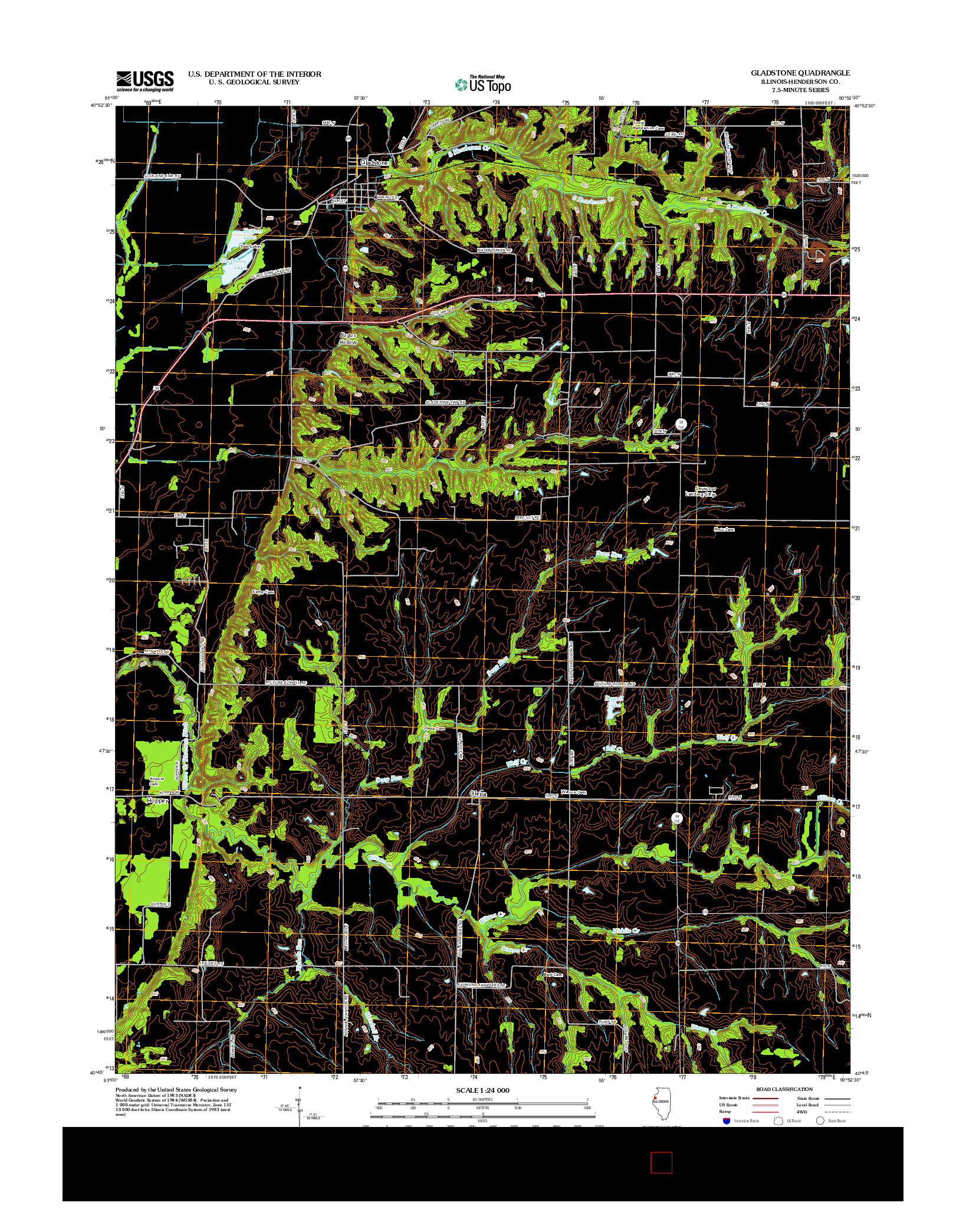 USGS US TOPO 7.5-MINUTE MAP FOR GLADSTONE, IL 2012