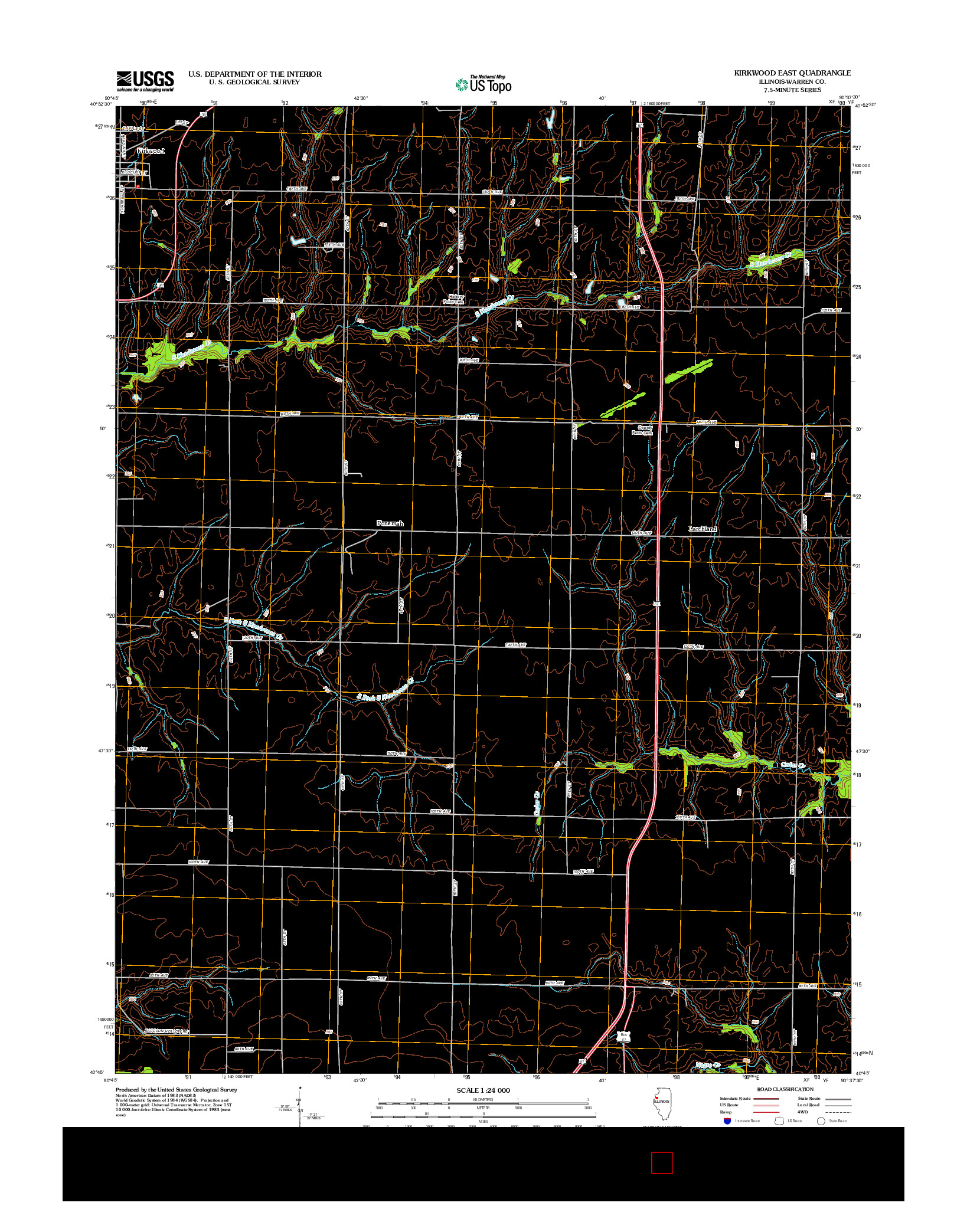 USGS US TOPO 7.5-MINUTE MAP FOR KIRKWOOD EAST, IL 2012