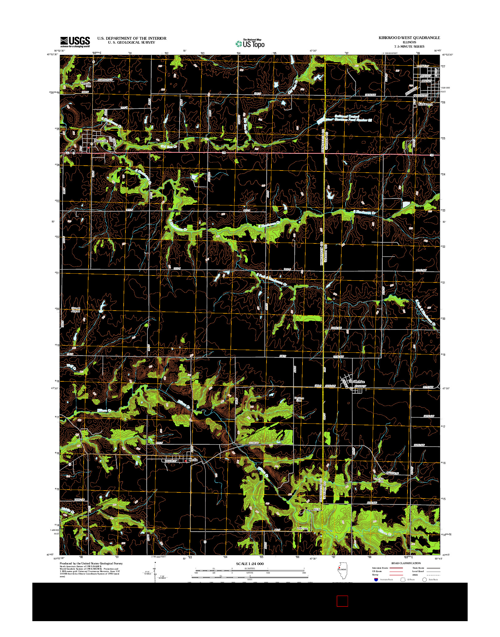 USGS US TOPO 7.5-MINUTE MAP FOR KIRKWOOD WEST, IL 2012