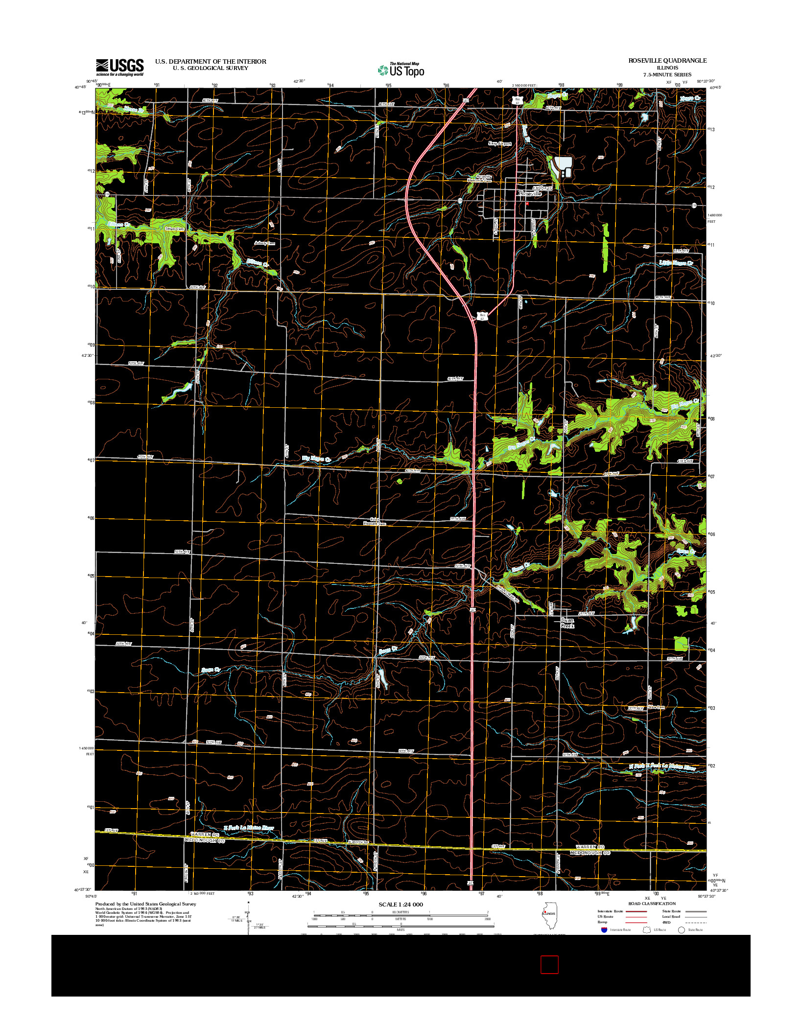 USGS US TOPO 7.5-MINUTE MAP FOR ROSEVILLE, IL 2012