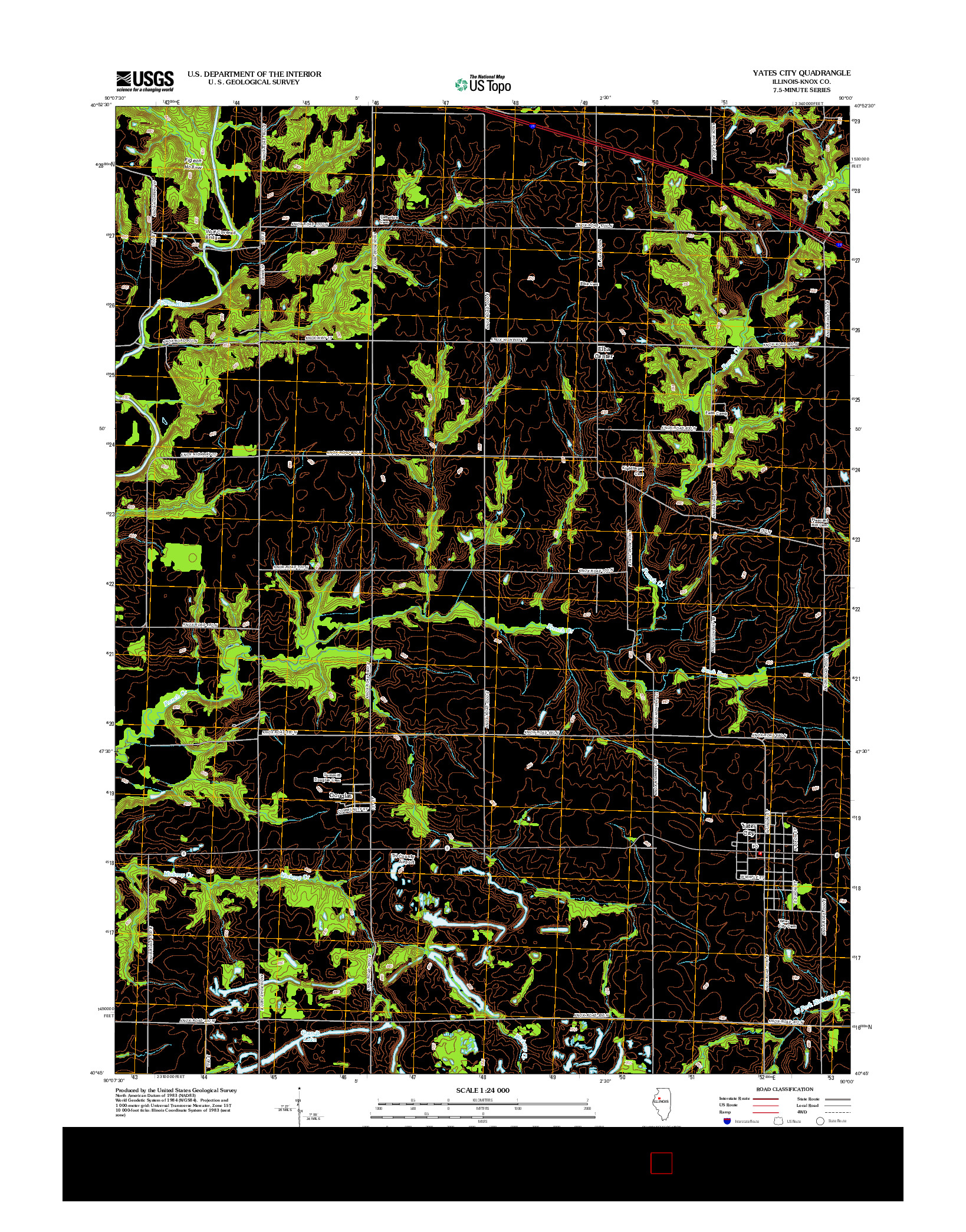 USGS US TOPO 7.5-MINUTE MAP FOR YATES CITY, IL 2012