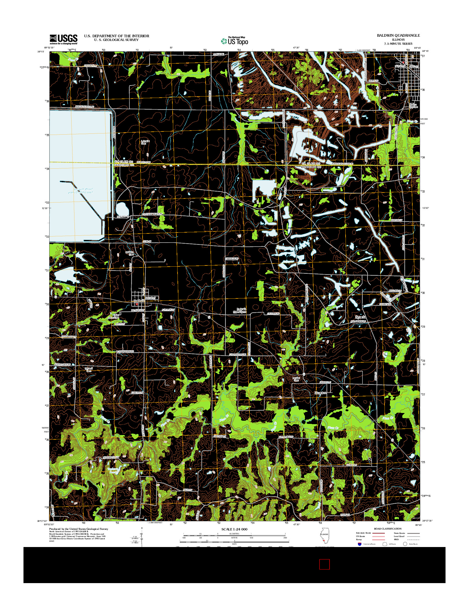 USGS US TOPO 7.5-MINUTE MAP FOR BALDWIN, IL 2012