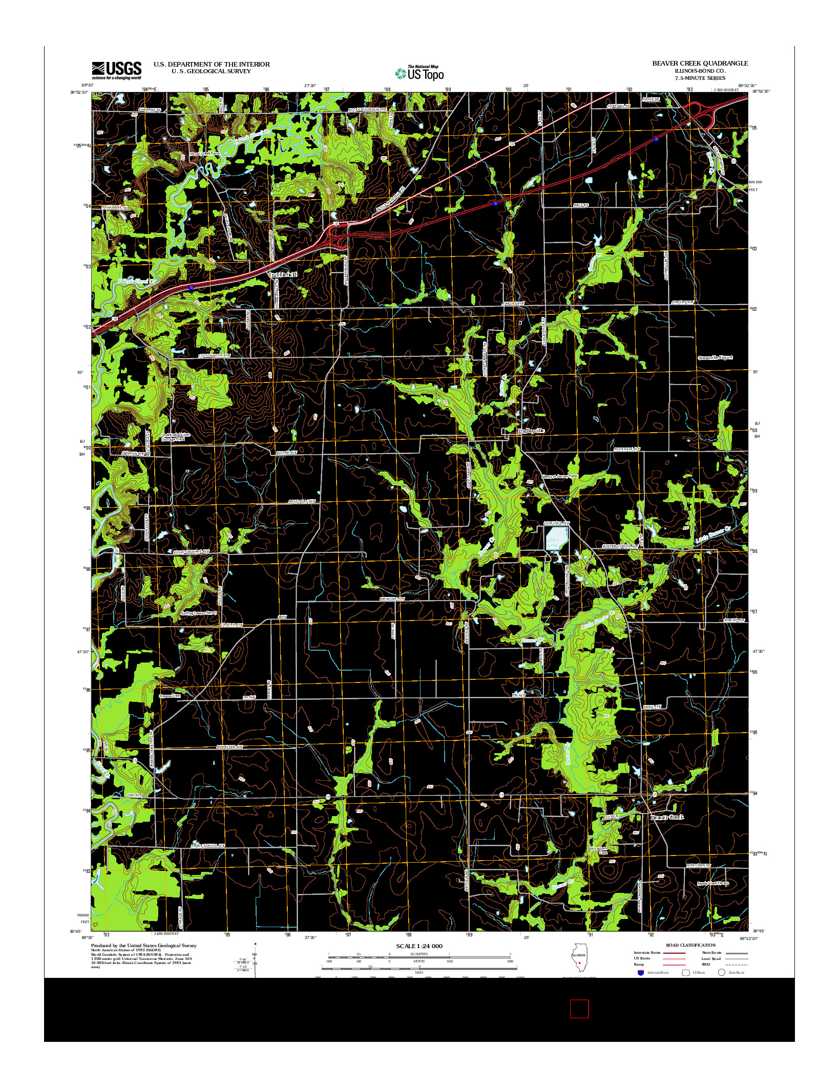 USGS US TOPO 7.5-MINUTE MAP FOR BEAVER CREEK, IL 2012