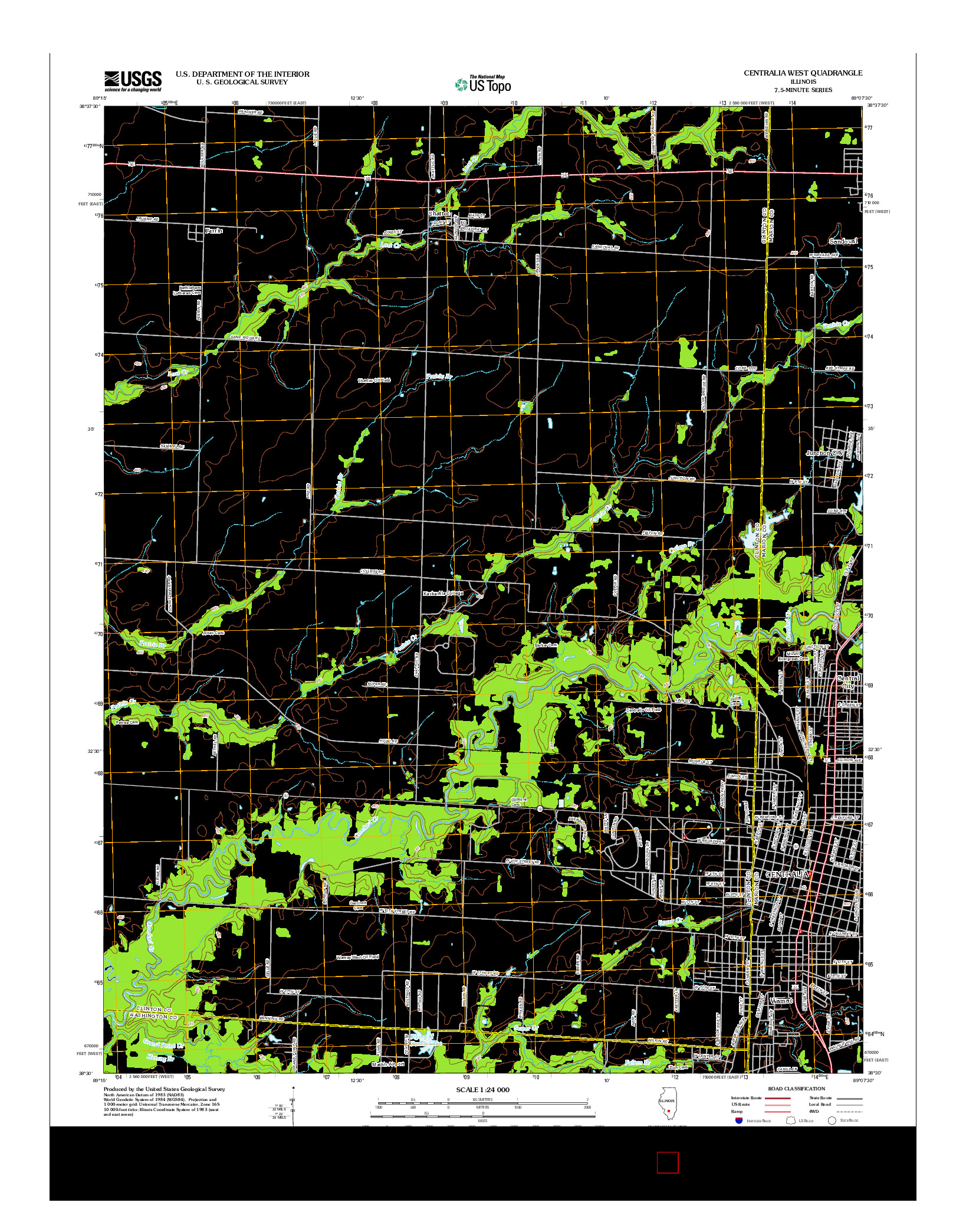 USGS US TOPO 7.5-MINUTE MAP FOR CENTRALIA WEST, IL 2012