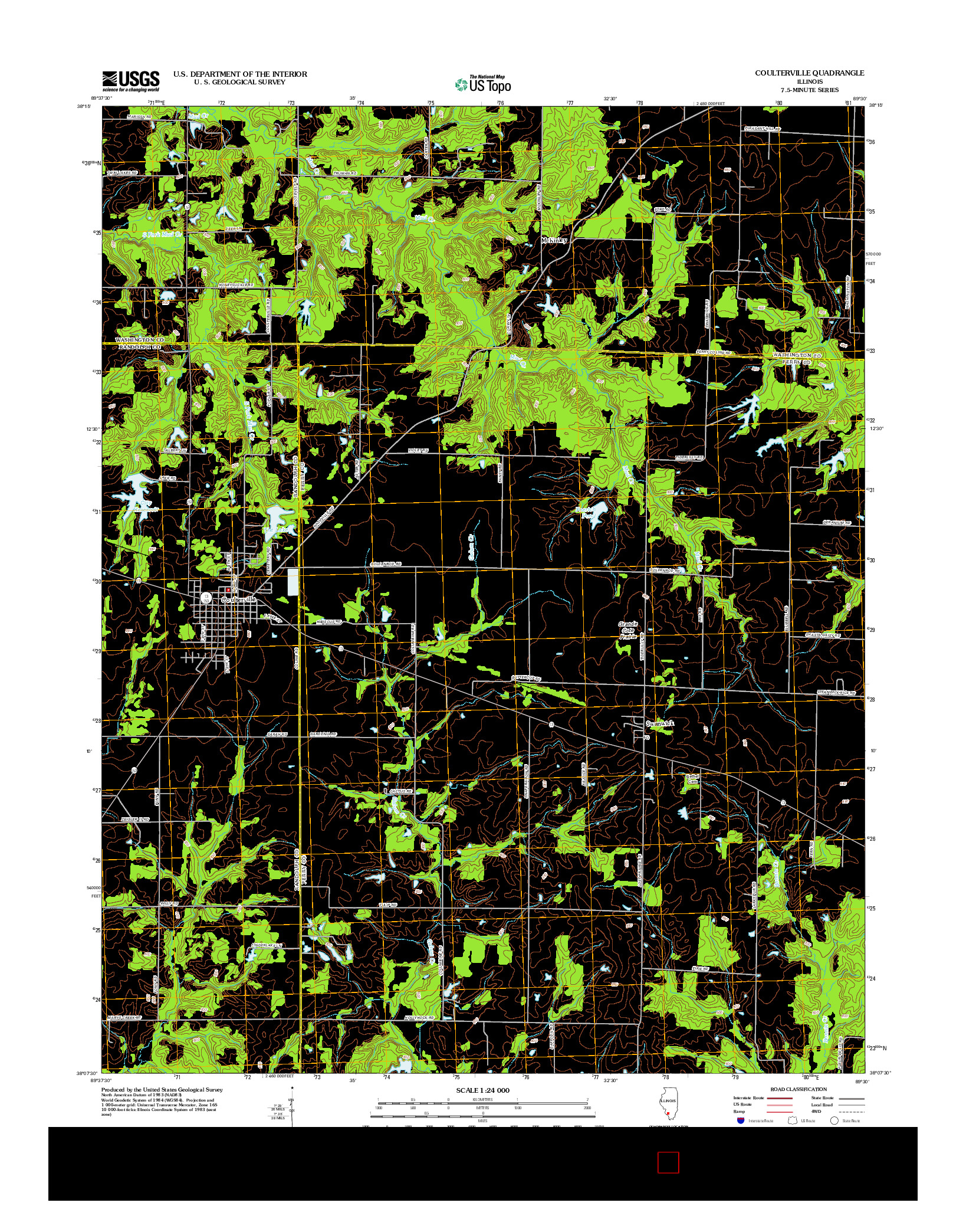 USGS US TOPO 7.5-MINUTE MAP FOR COULTERVILLE, IL 2012