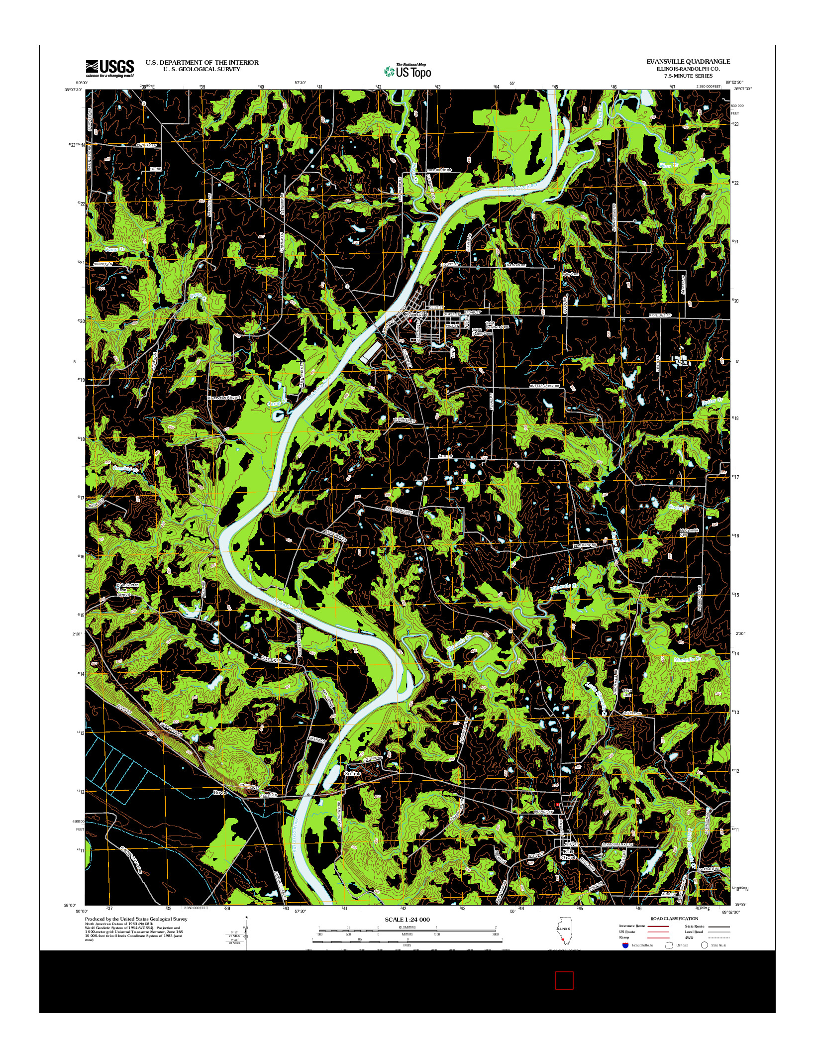 USGS US TOPO 7.5-MINUTE MAP FOR EVANSVILLE, IL 2012