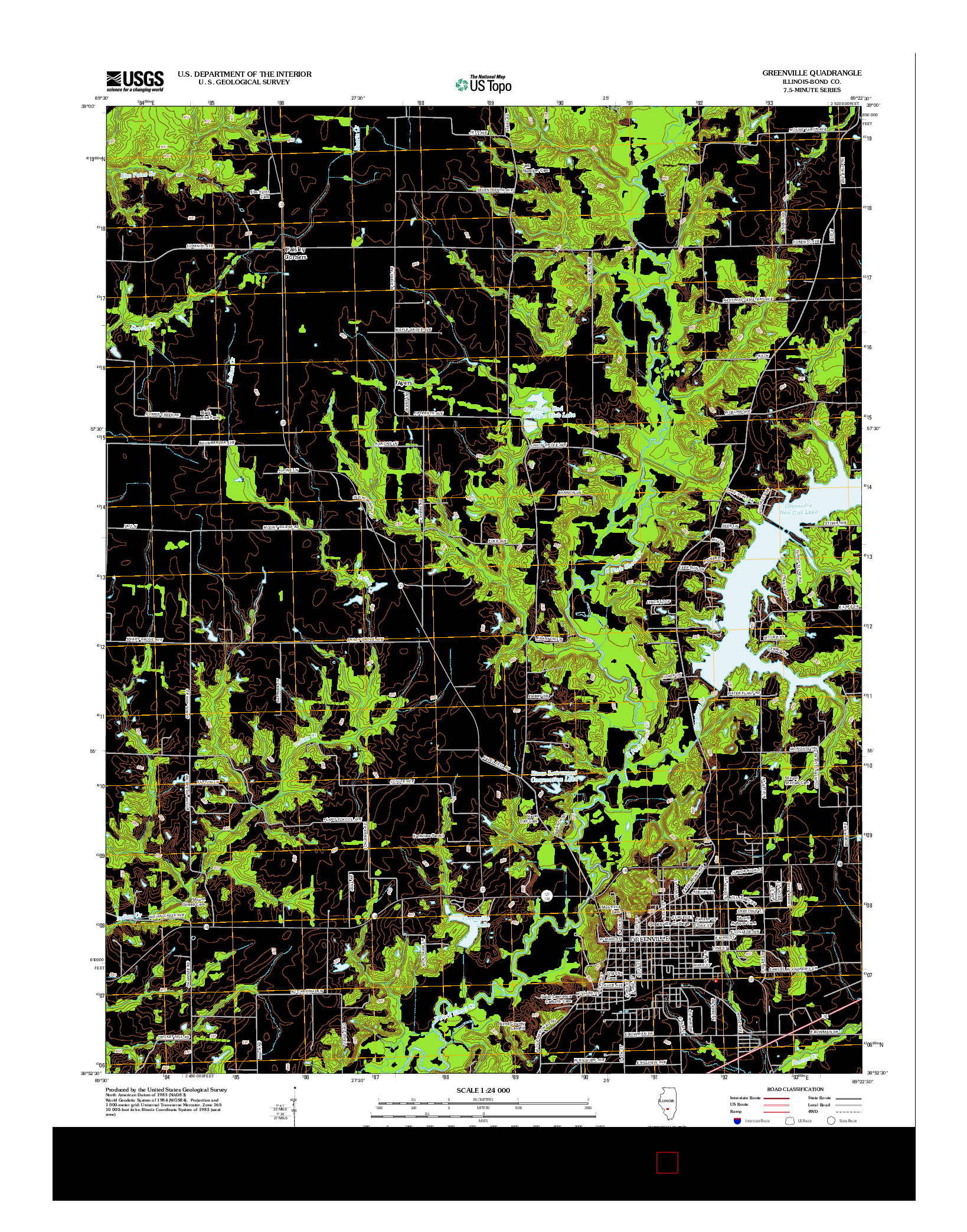 USGS US TOPO 7.5-MINUTE MAP FOR GREENVILLE, IL 2012