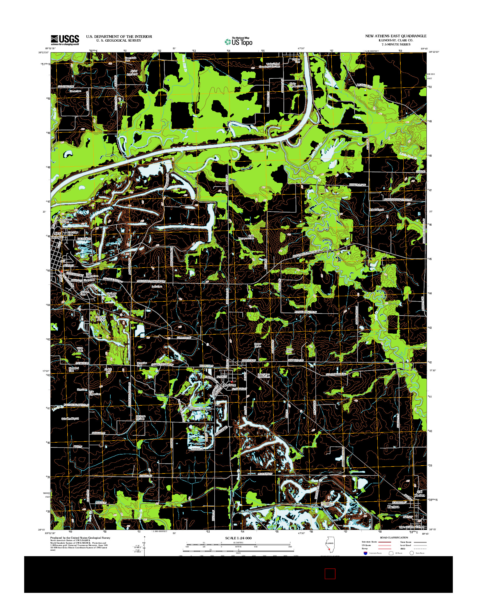 USGS US TOPO 7.5-MINUTE MAP FOR NEW ATHENS EAST, IL 2012