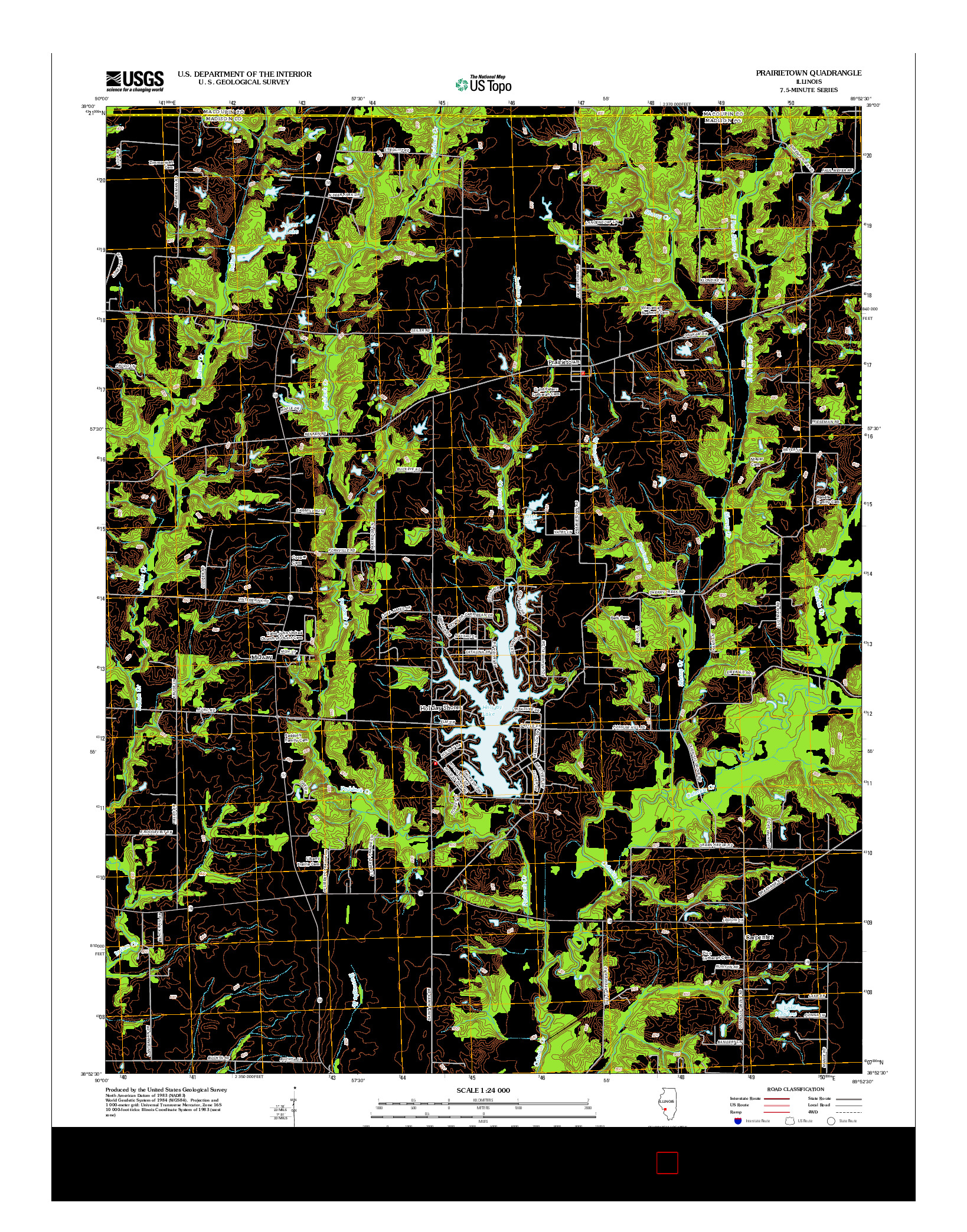 USGS US TOPO 7.5-MINUTE MAP FOR PRAIRIETOWN, IL 2012