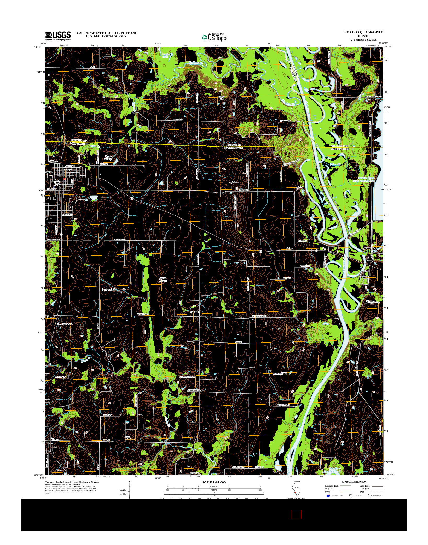 USGS US TOPO 7.5-MINUTE MAP FOR RED BUD, IL 2012