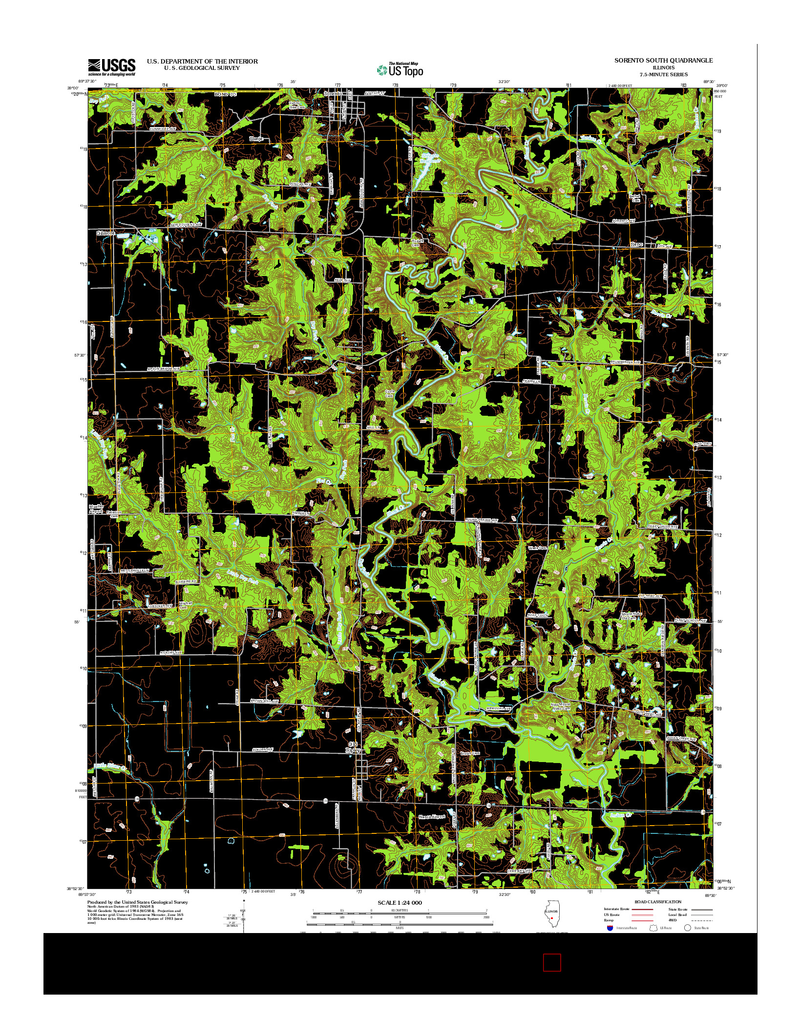 USGS US TOPO 7.5-MINUTE MAP FOR SORENTO SOUTH, IL 2012