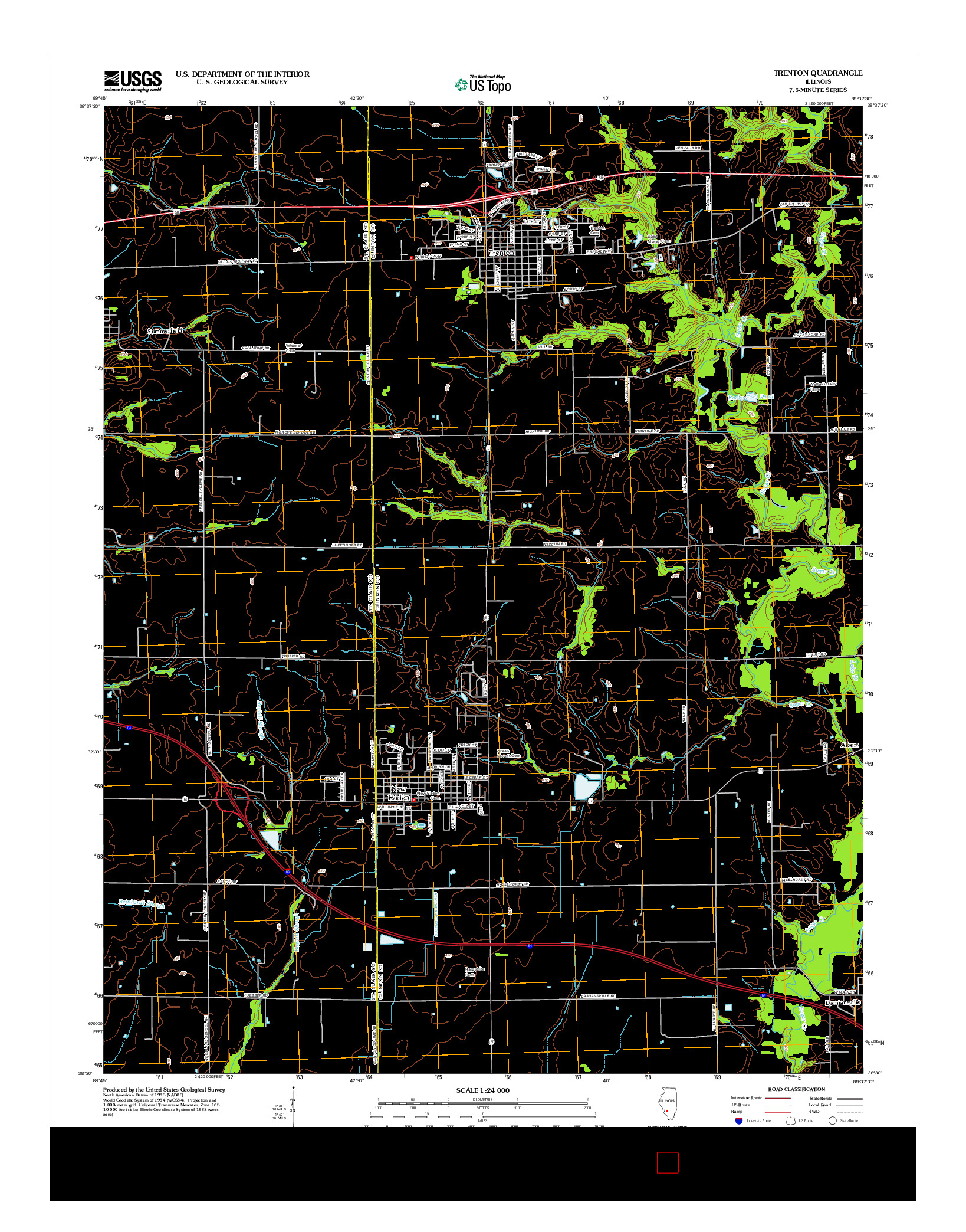 USGS US TOPO 7.5-MINUTE MAP FOR TRENTON, IL 2012