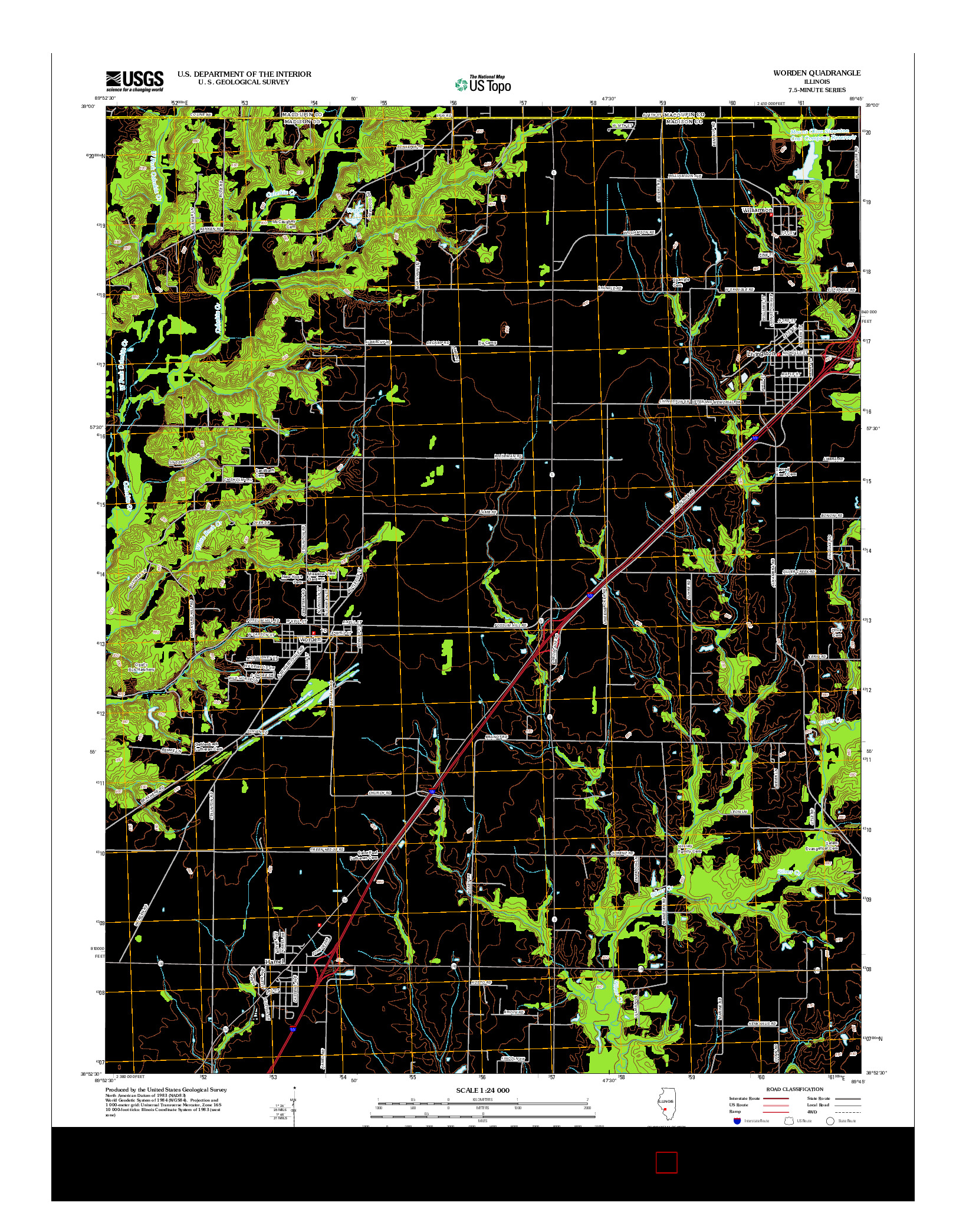 USGS US TOPO 7.5-MINUTE MAP FOR WORDEN, IL 2012