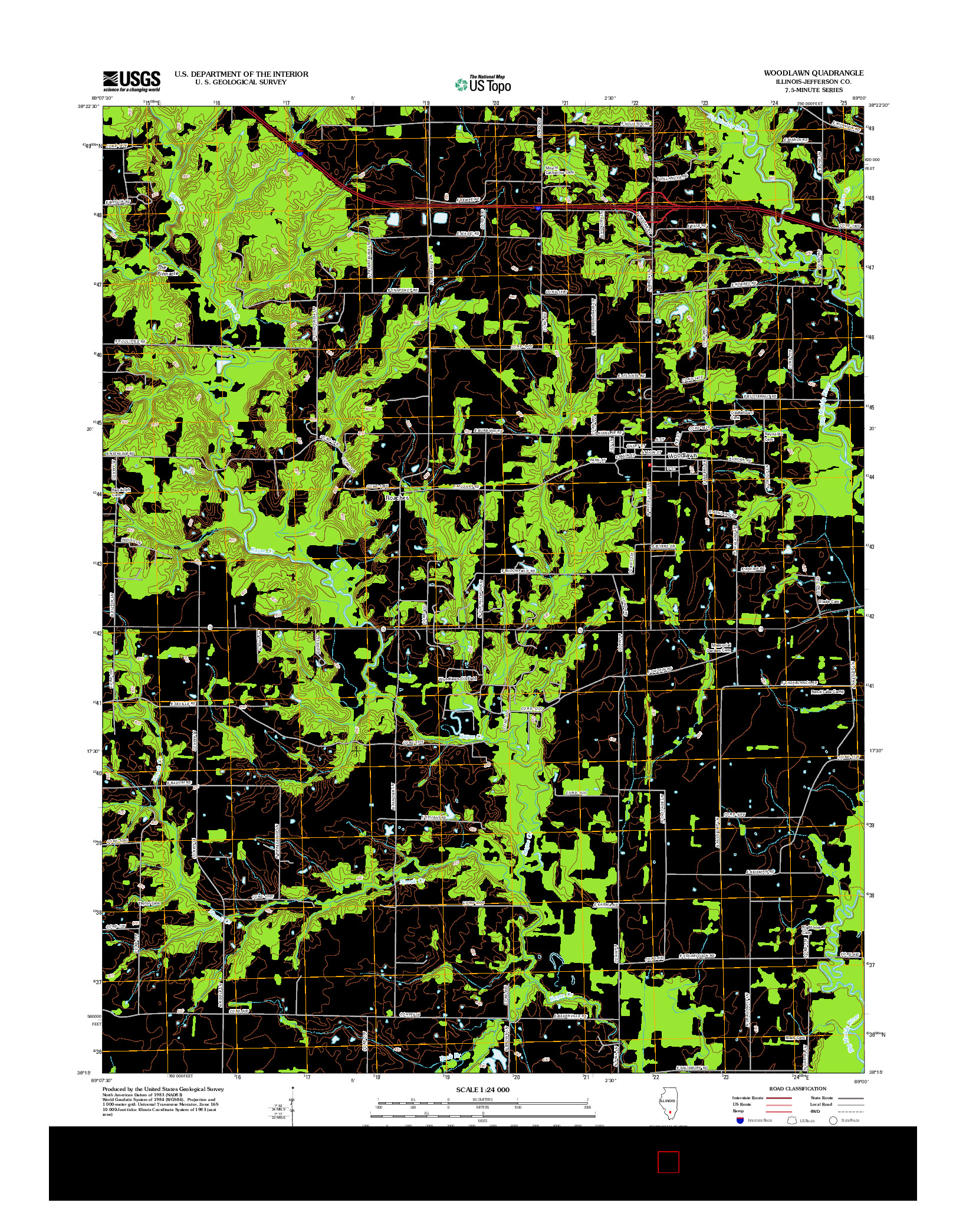 USGS US TOPO 7.5-MINUTE MAP FOR WOODLAWN, IL 2012