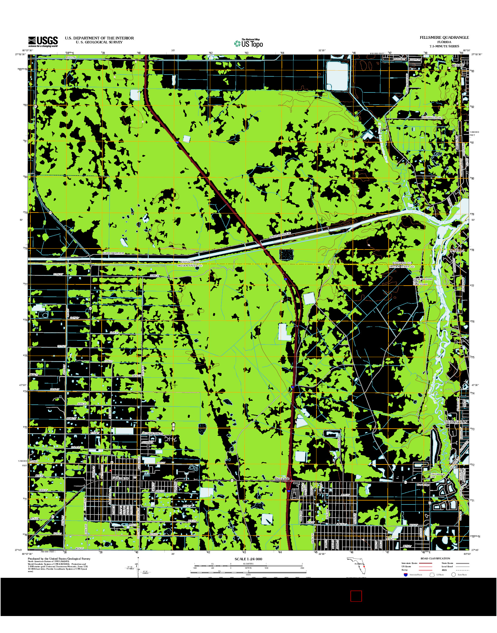 USGS US TOPO 7.5-MINUTE MAP FOR FELLSMERE, FL 2012