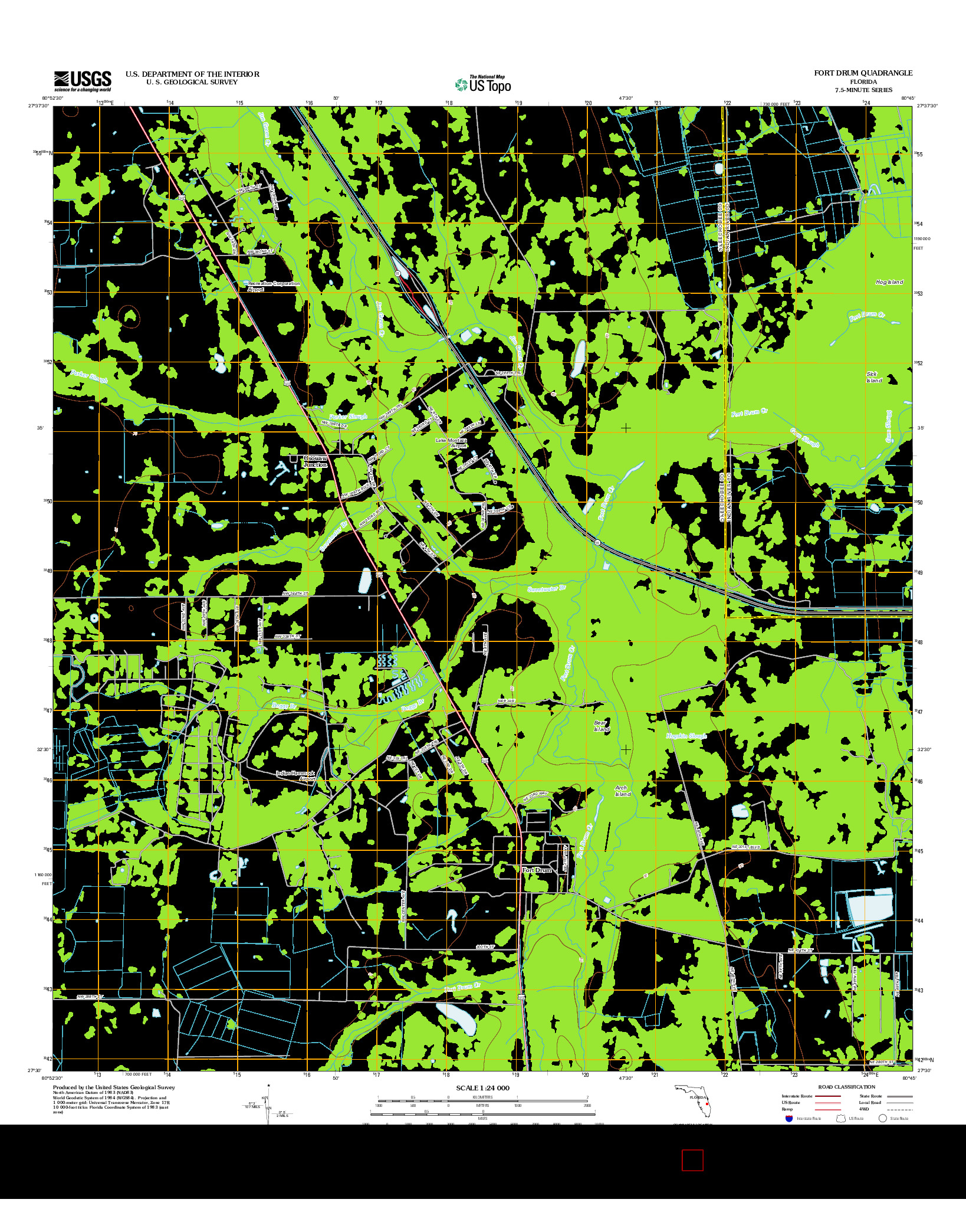 USGS US TOPO 7.5-MINUTE MAP FOR FORT DRUM, FL 2012