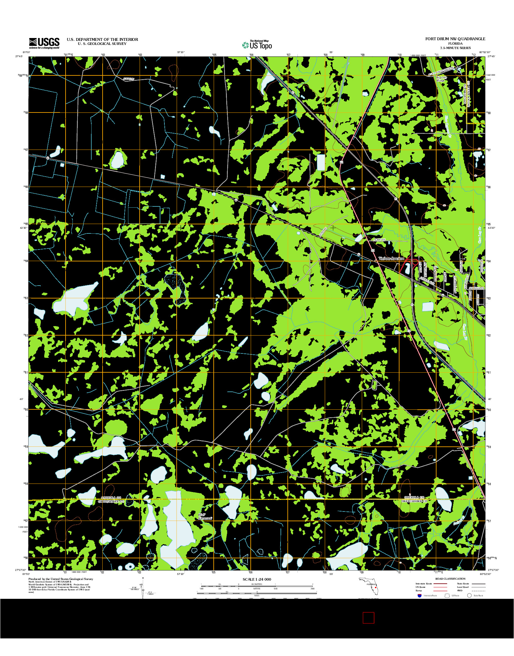 USGS US TOPO 7.5-MINUTE MAP FOR FORT DRUM NW, FL 2012