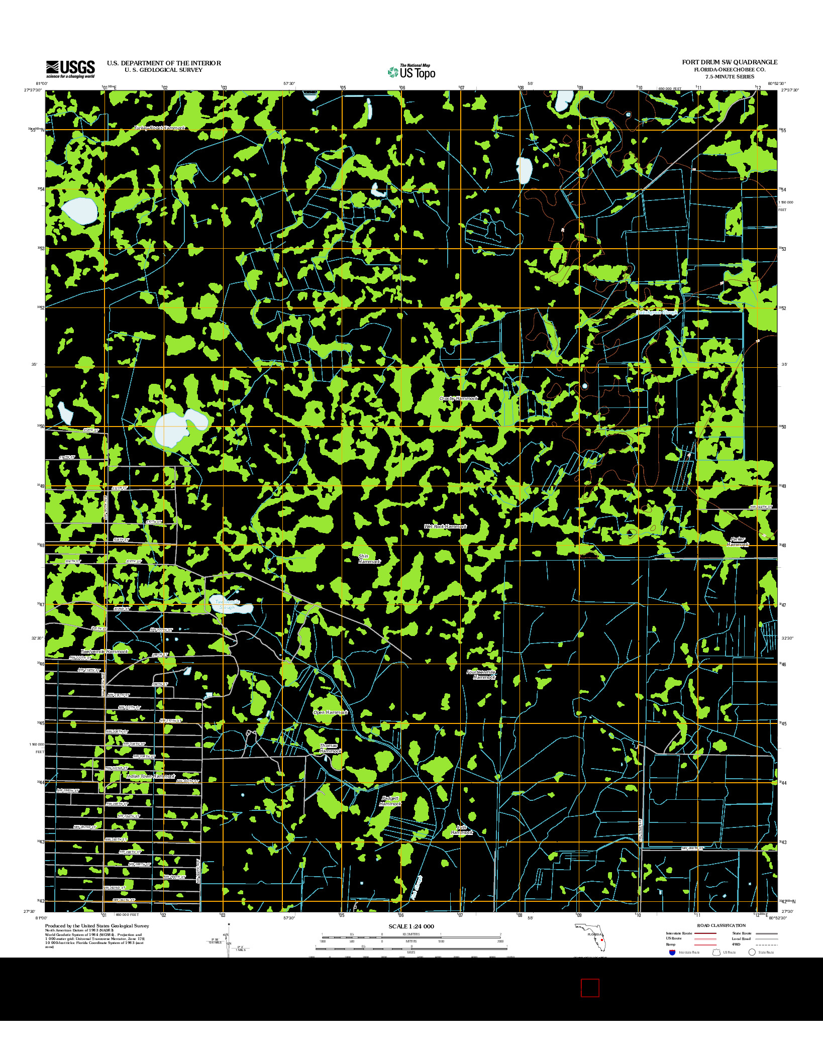 USGS US TOPO 7.5-MINUTE MAP FOR FORT DRUM SW, FL 2012