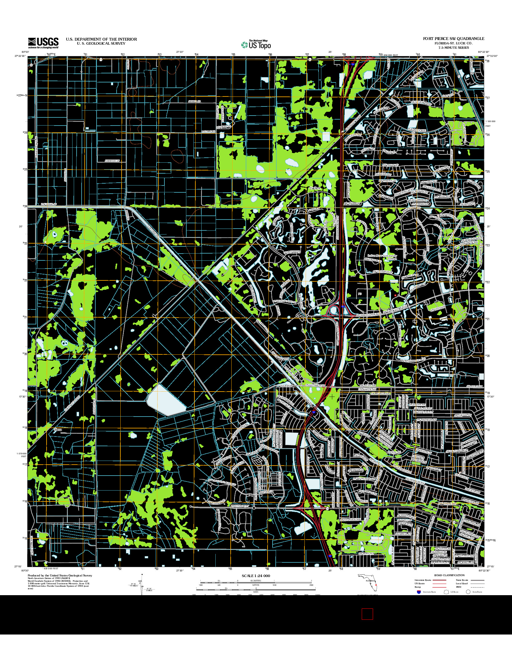 USGS US TOPO 7.5-MINUTE MAP FOR FORT PIERCE SW, FL 2012