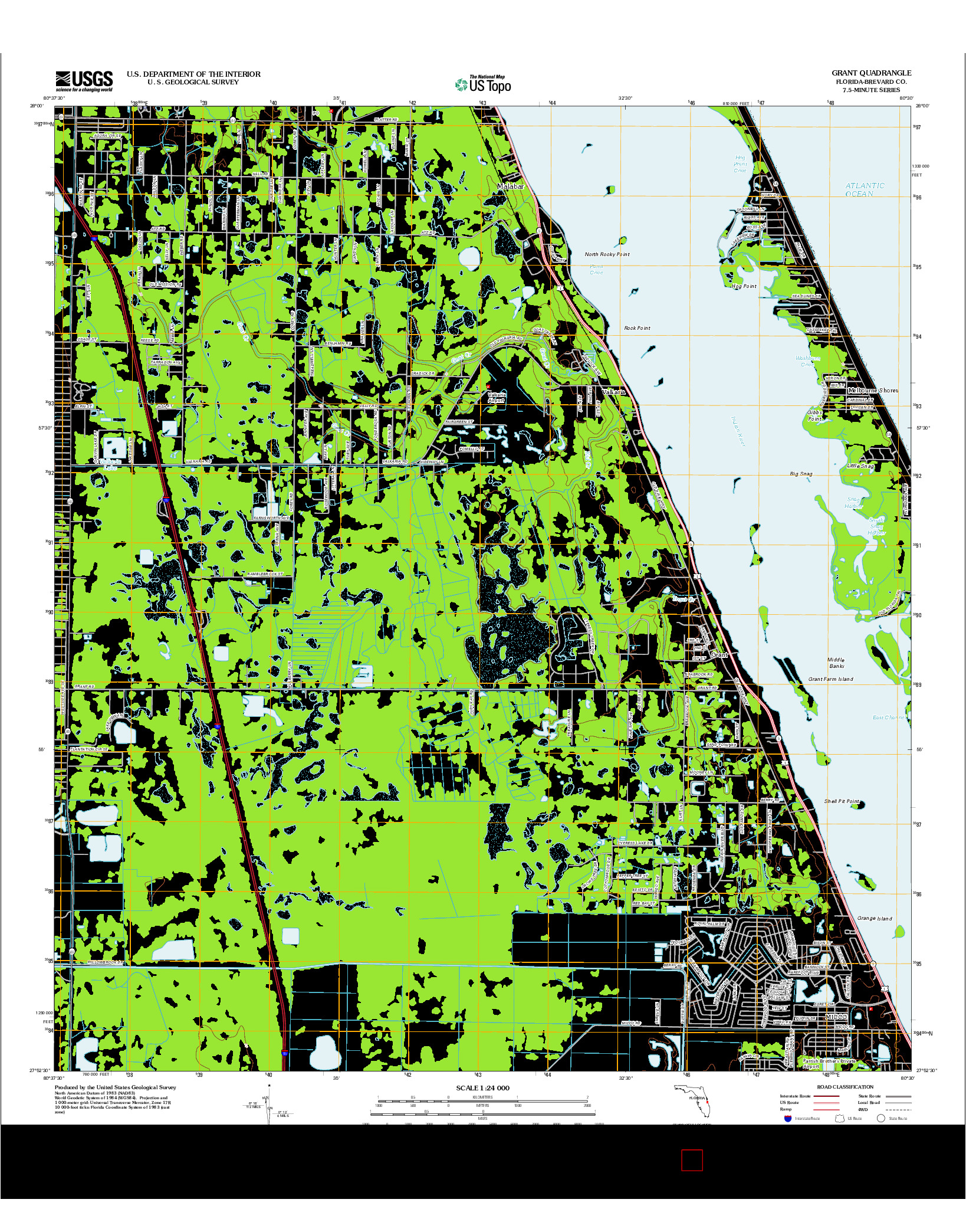 USGS US TOPO 7.5-MINUTE MAP FOR GRANT, FL 2012