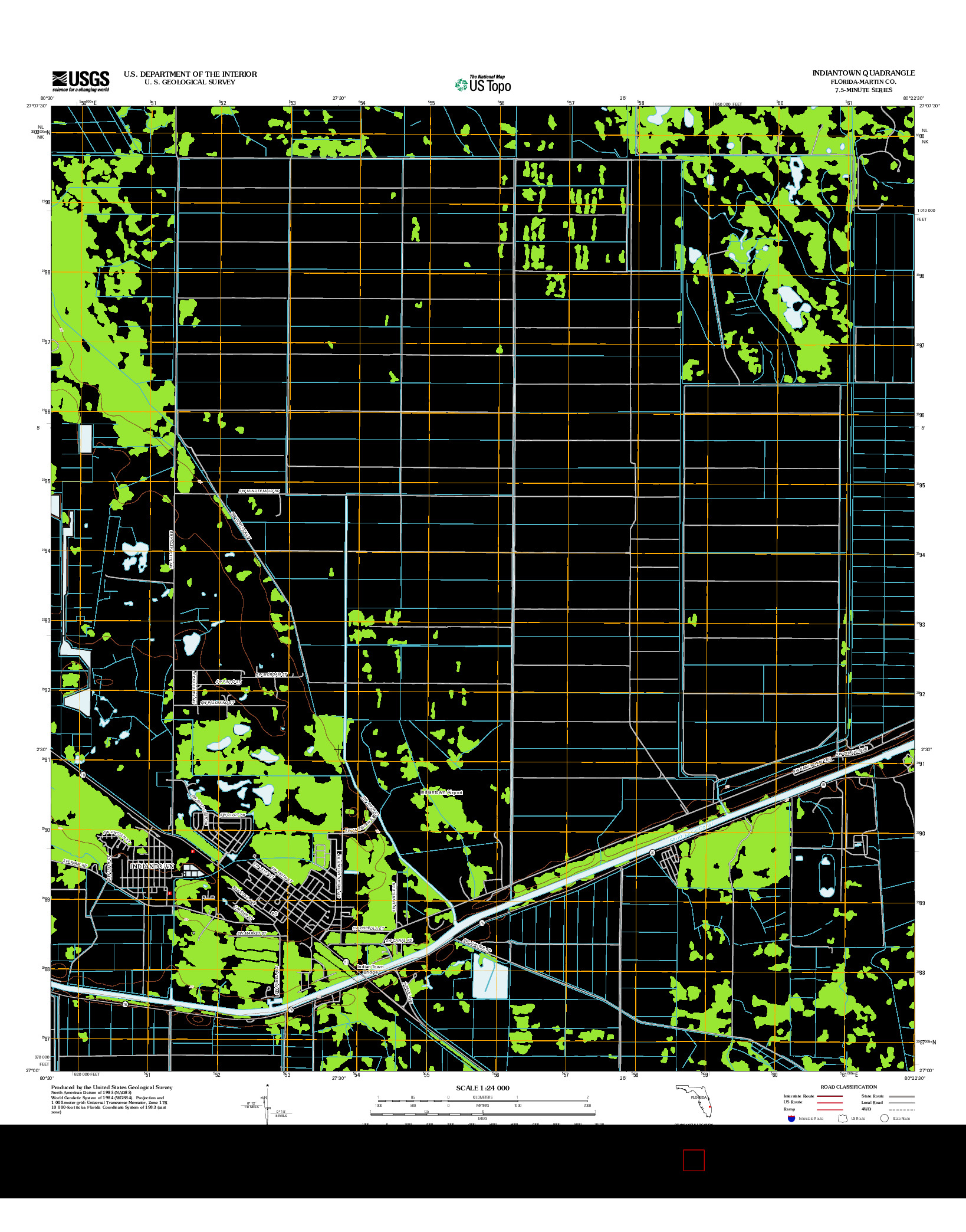 USGS US TOPO 7.5-MINUTE MAP FOR INDIANTOWN, FL 2012
