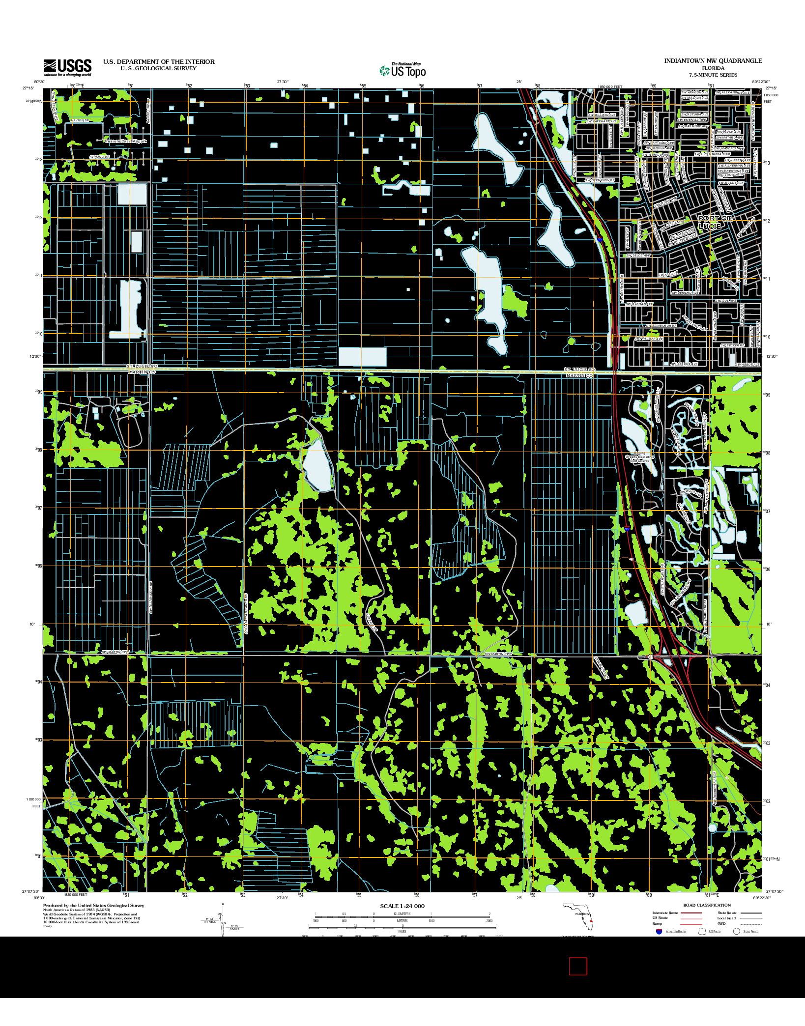 USGS US TOPO 7.5-MINUTE MAP FOR INDIANTOWN NW, FL 2012