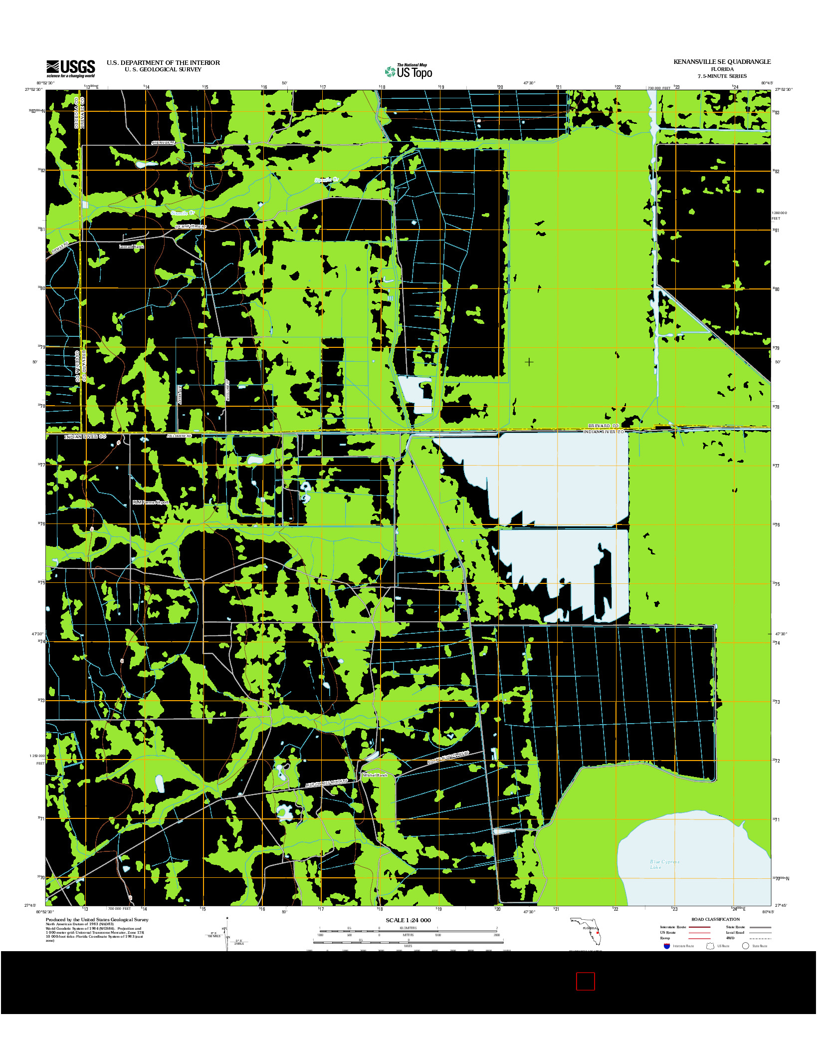 USGS US TOPO 7.5-MINUTE MAP FOR KENANSVILLE SE, FL 2012