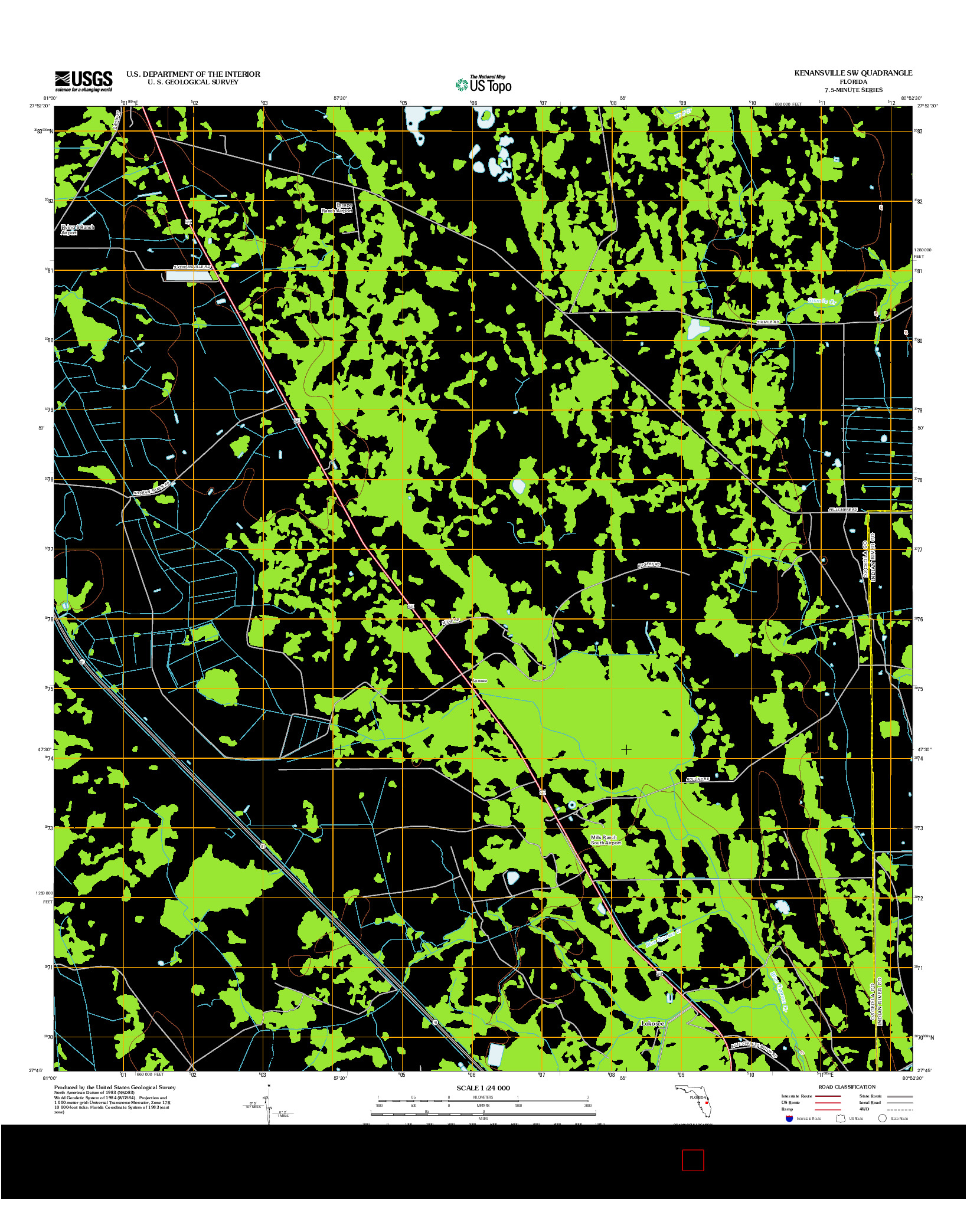 USGS US TOPO 7.5-MINUTE MAP FOR KENANSVILLE SW, FL 2012