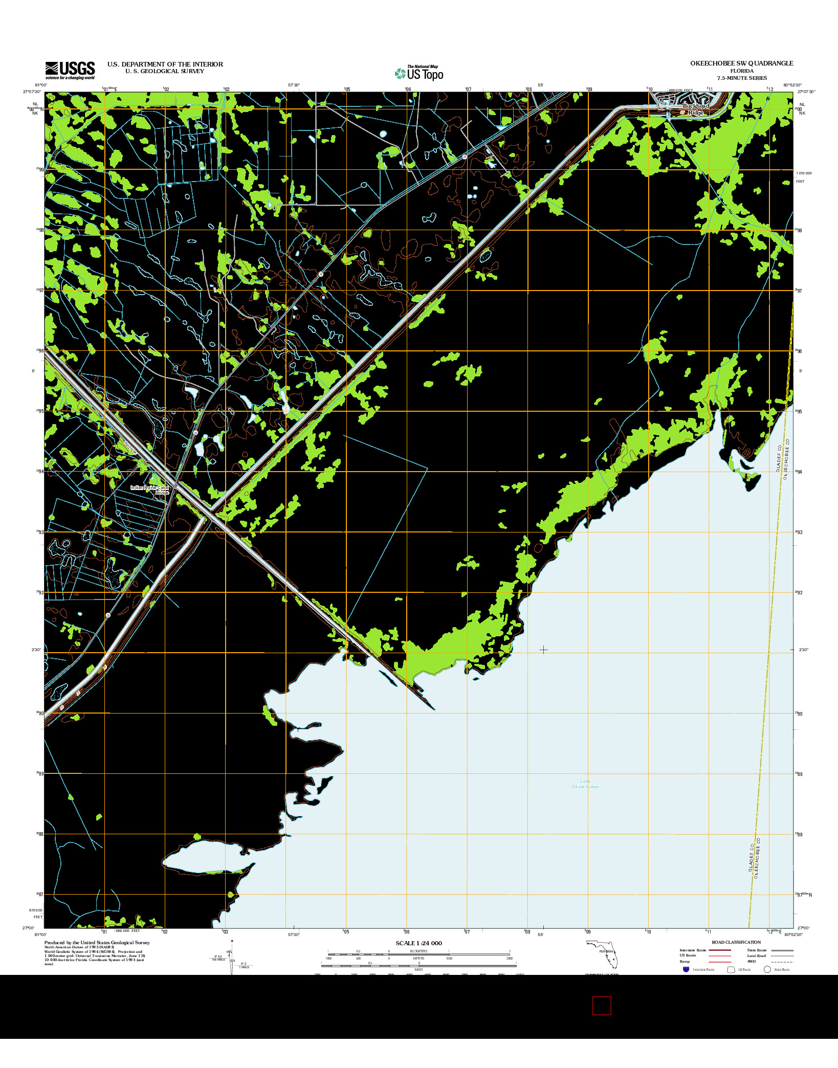 USGS US TOPO 7.5-MINUTE MAP FOR OKEECHOBEE SW, FL 2012