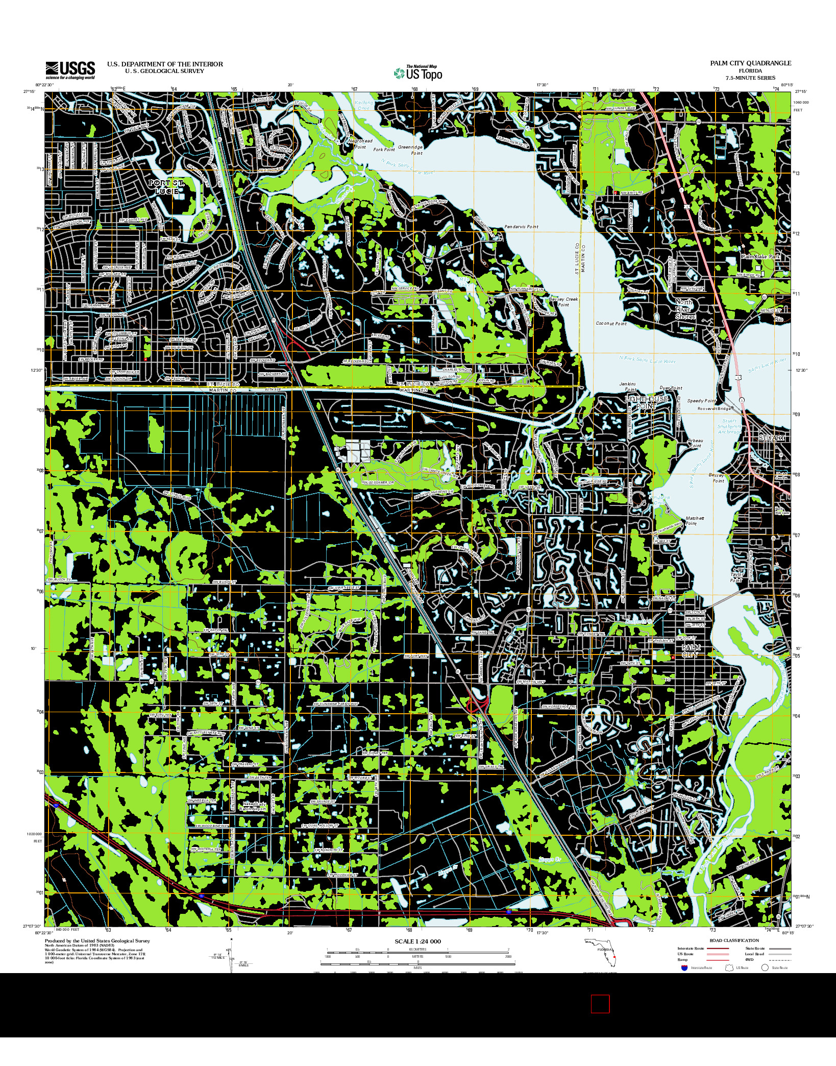 USGS US TOPO 7.5-MINUTE MAP FOR PALM CITY, FL 2012