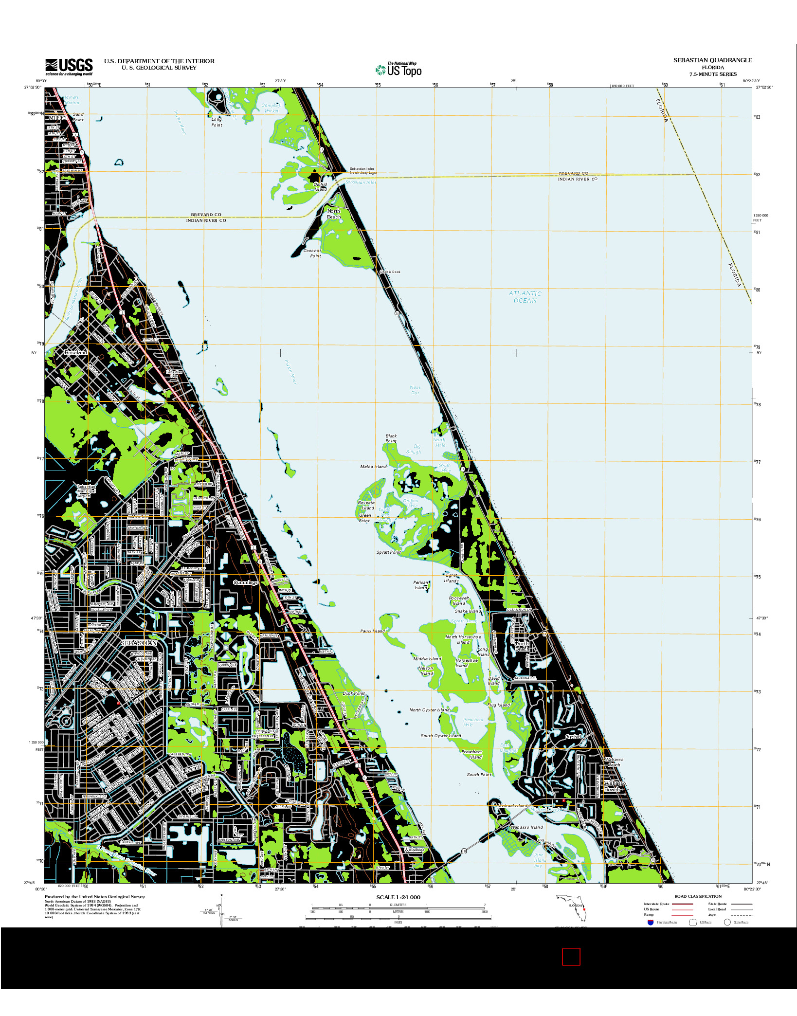 USGS US TOPO 7.5-MINUTE MAP FOR SEBASTIAN, FL 2012