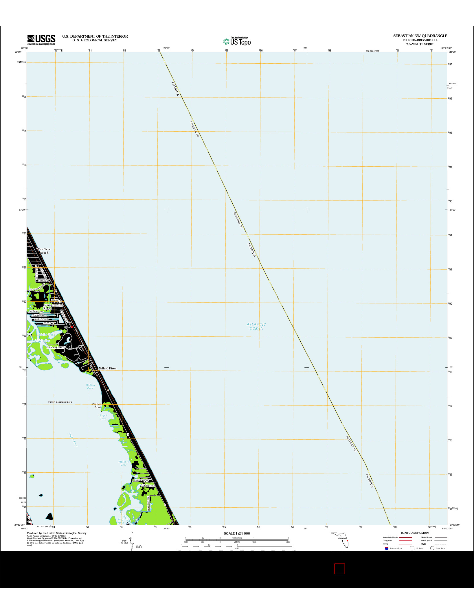 USGS US TOPO 7.5-MINUTE MAP FOR SEBASTIAN NW, FL 2012