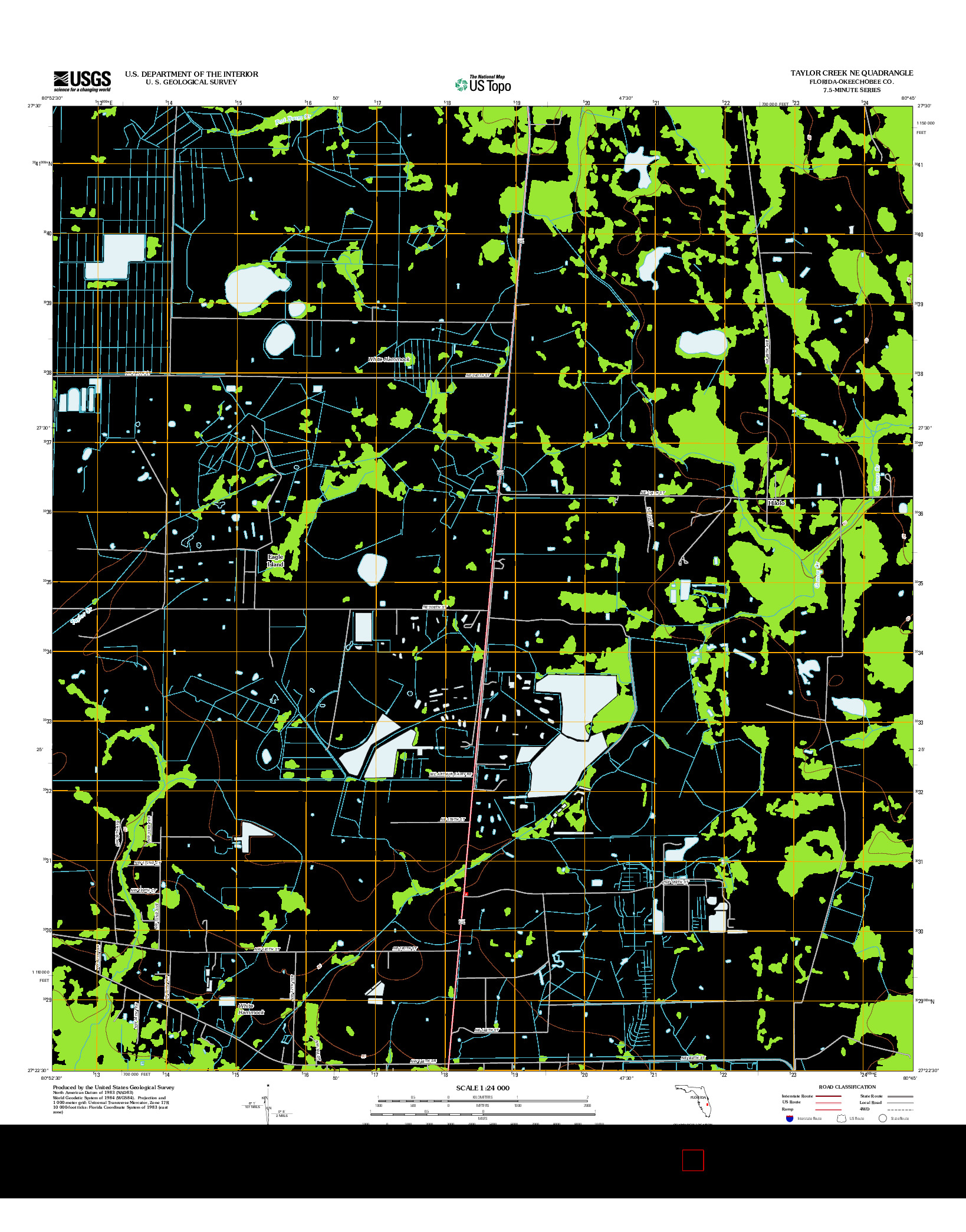USGS US TOPO 7.5-MINUTE MAP FOR TAYLOR CREEK NE, FL 2012