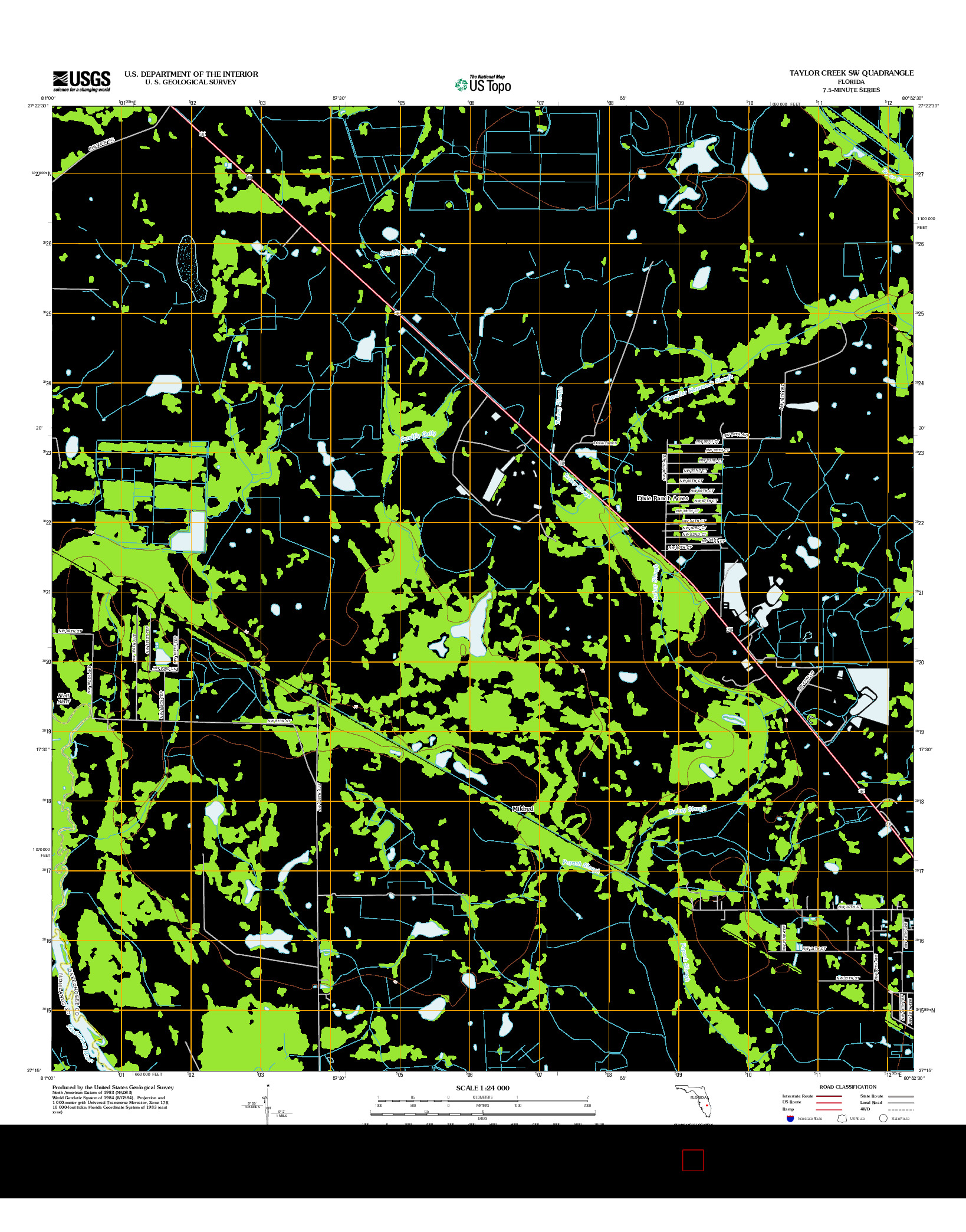 USGS US TOPO 7.5-MINUTE MAP FOR TAYLOR CREEK SW, FL 2012