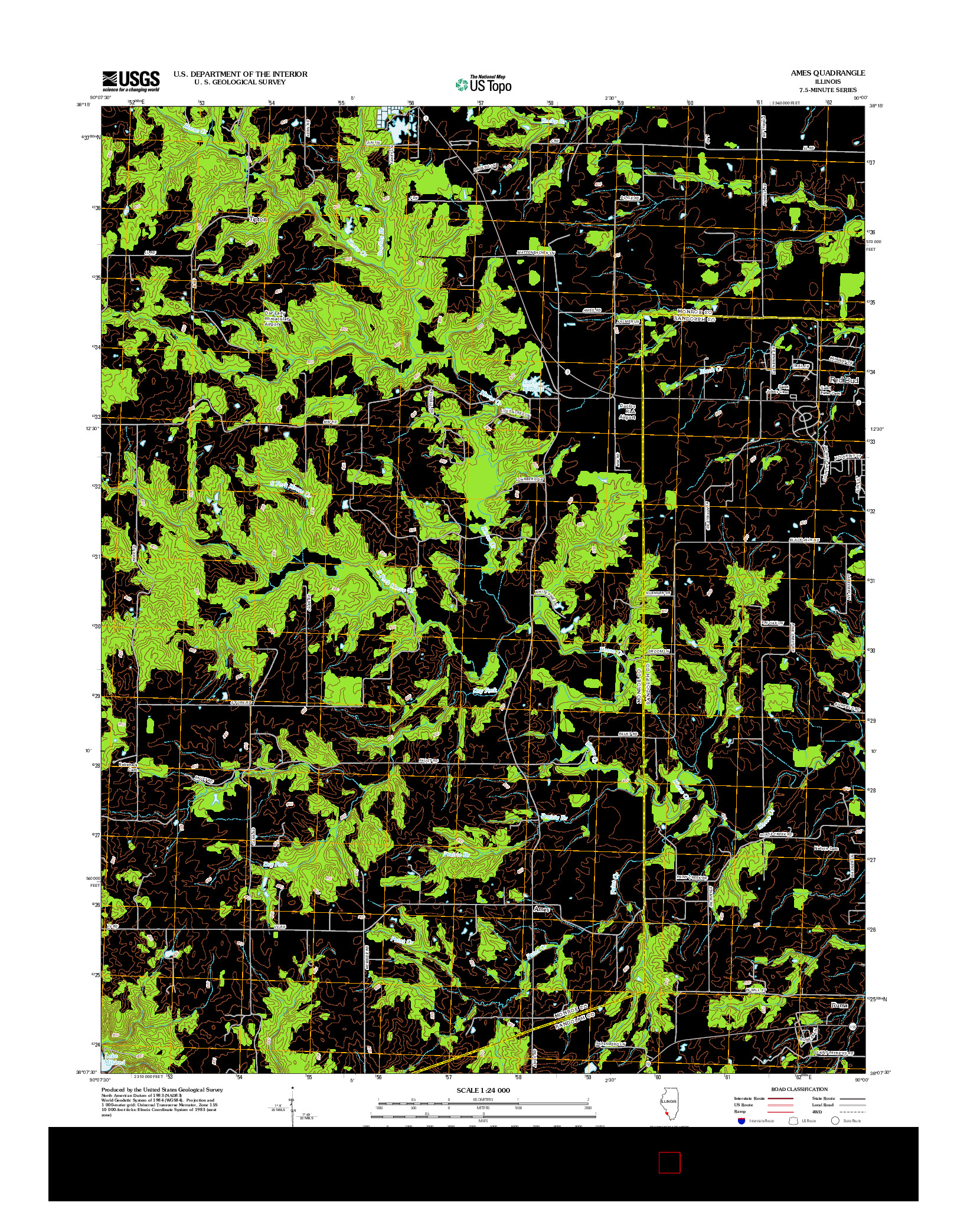 USGS US TOPO 7.5-MINUTE MAP FOR AMES, IL 2012