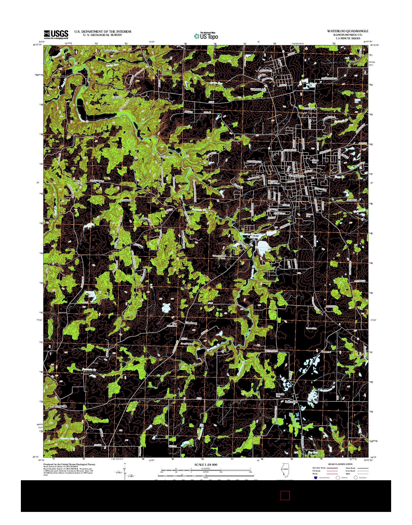 USGS US TOPO 7.5-MINUTE MAP FOR WATERLOO, IL 2012