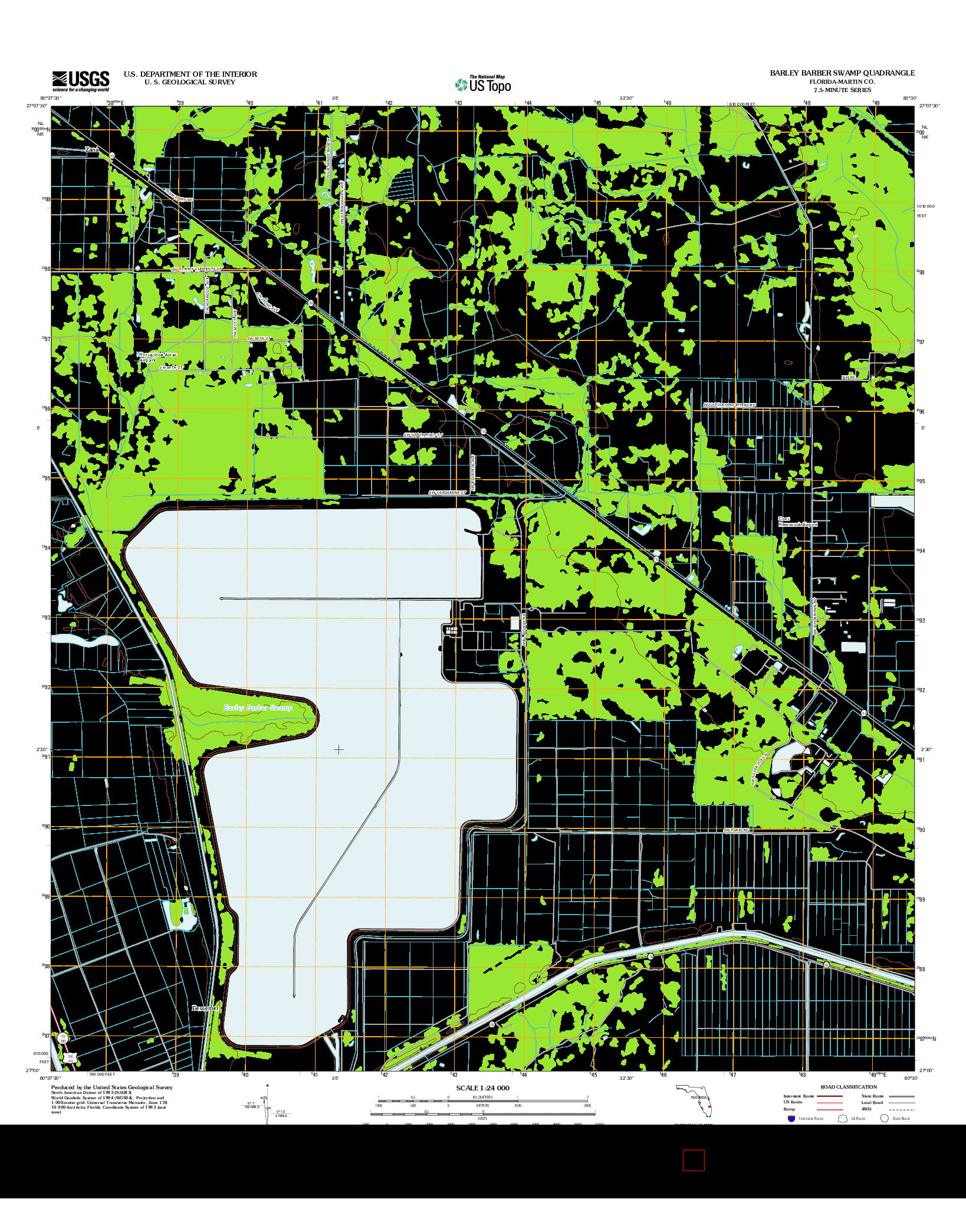 USGS US TOPO 7.5-MINUTE MAP FOR BARLEY BARBER SWAMP, FL 2012