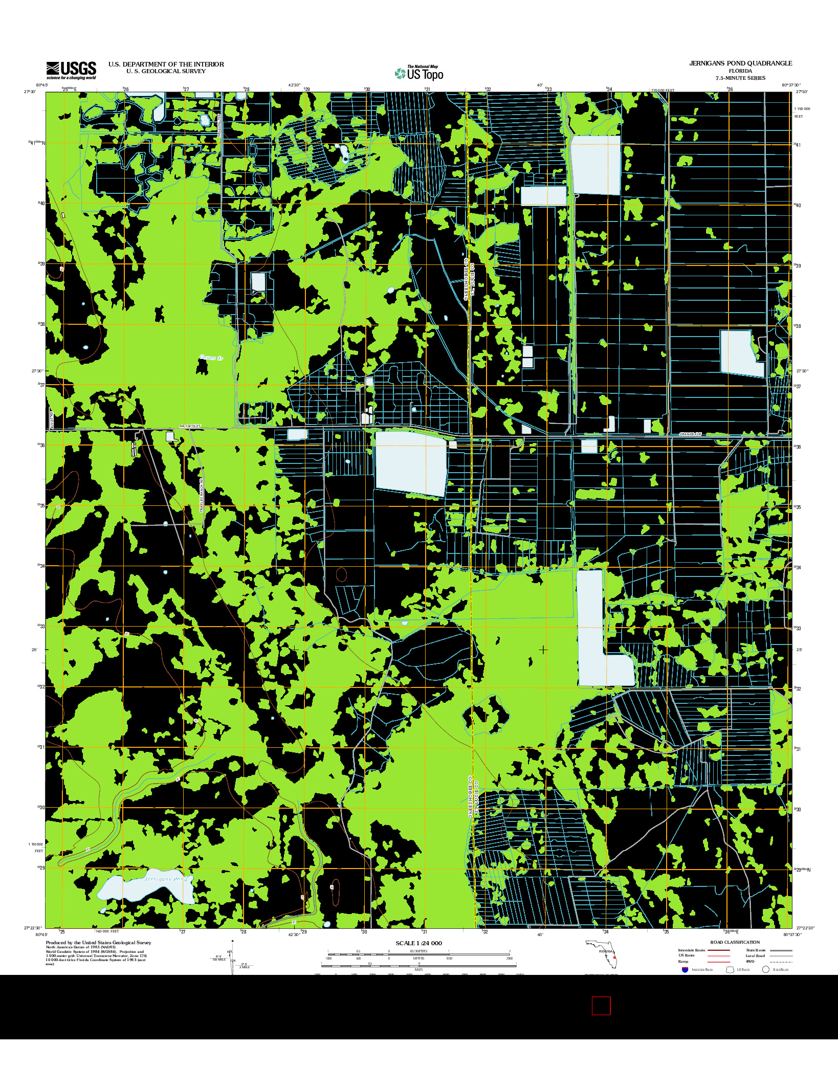 USGS US TOPO 7.5-MINUTE MAP FOR JERNIGANS POND, FL 2012